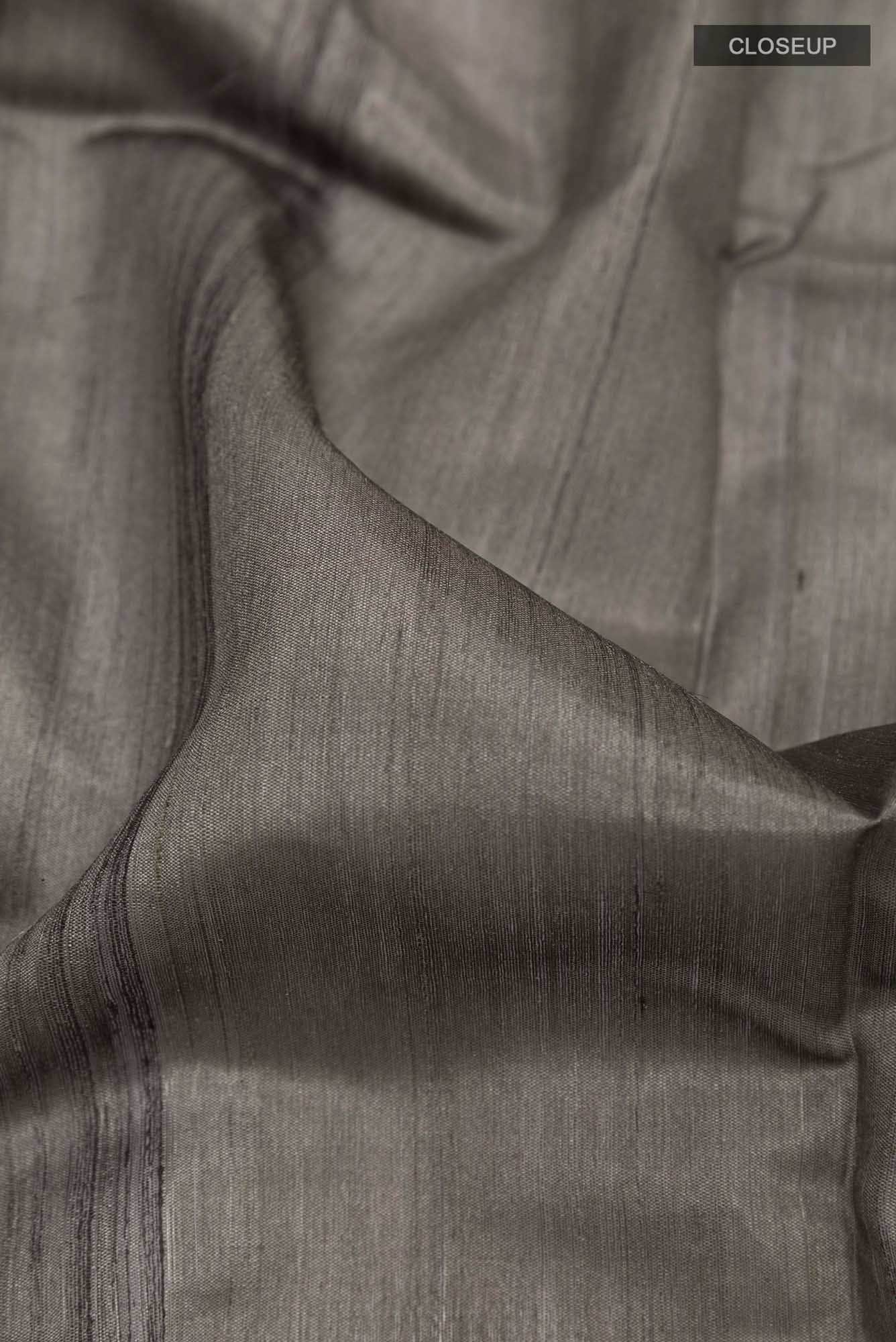 Grey Tussar Silk Saree