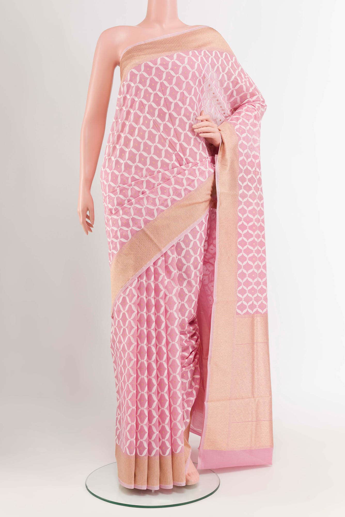 Pink Blended Silk Cotton Saree