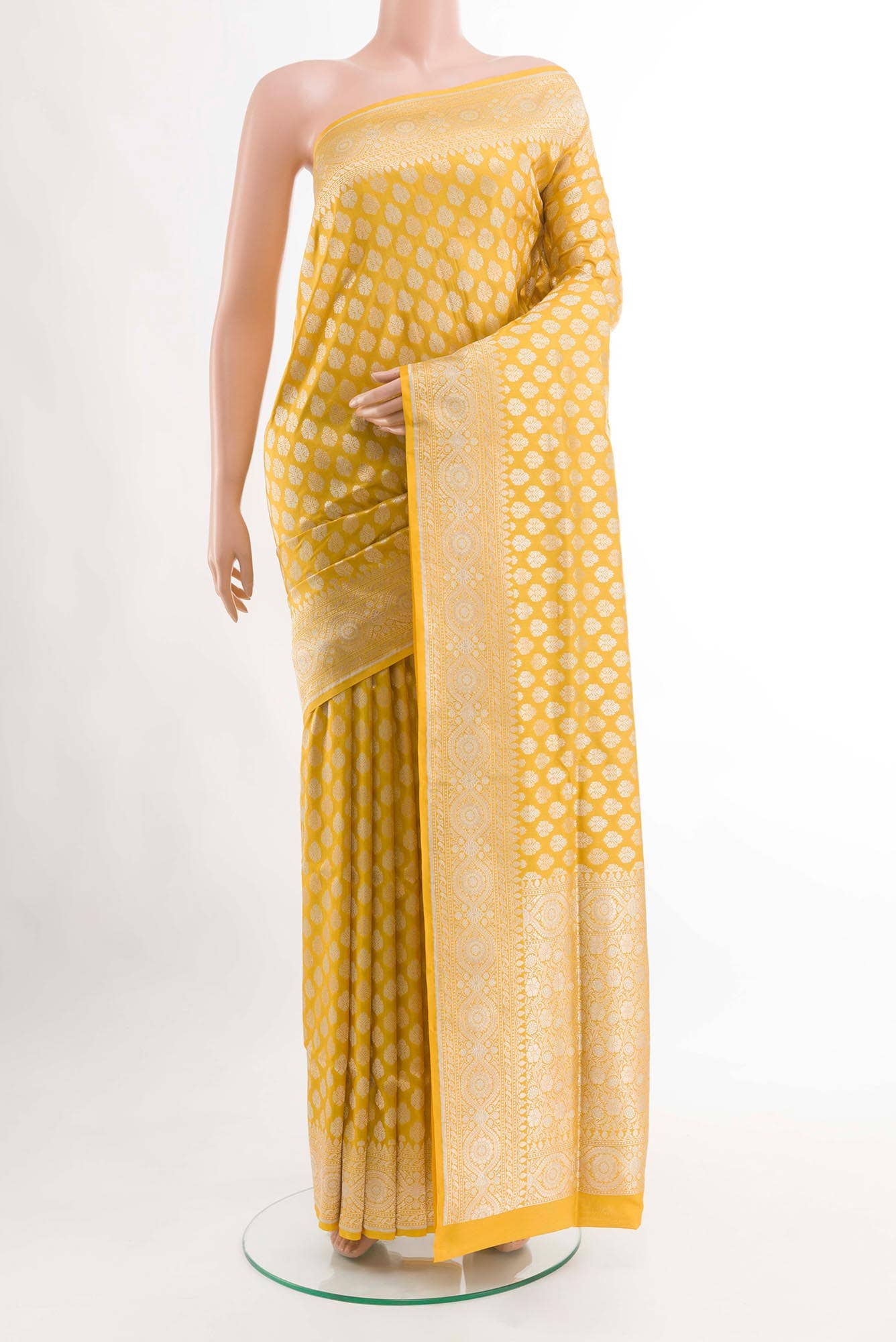 Yellow Banarasi Silk Saree