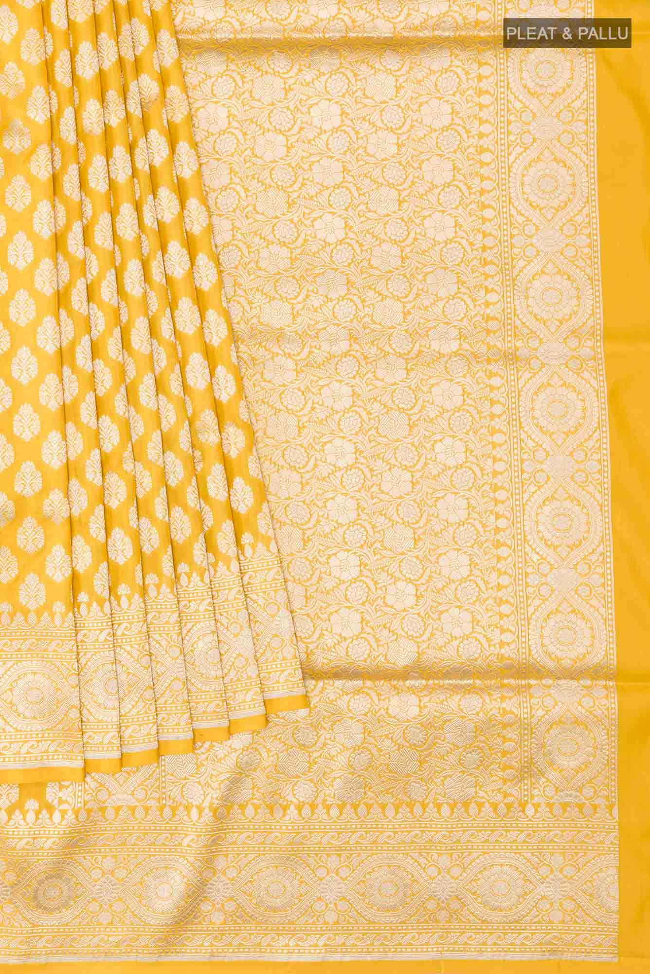 Yellow Banarasi Silk Saree