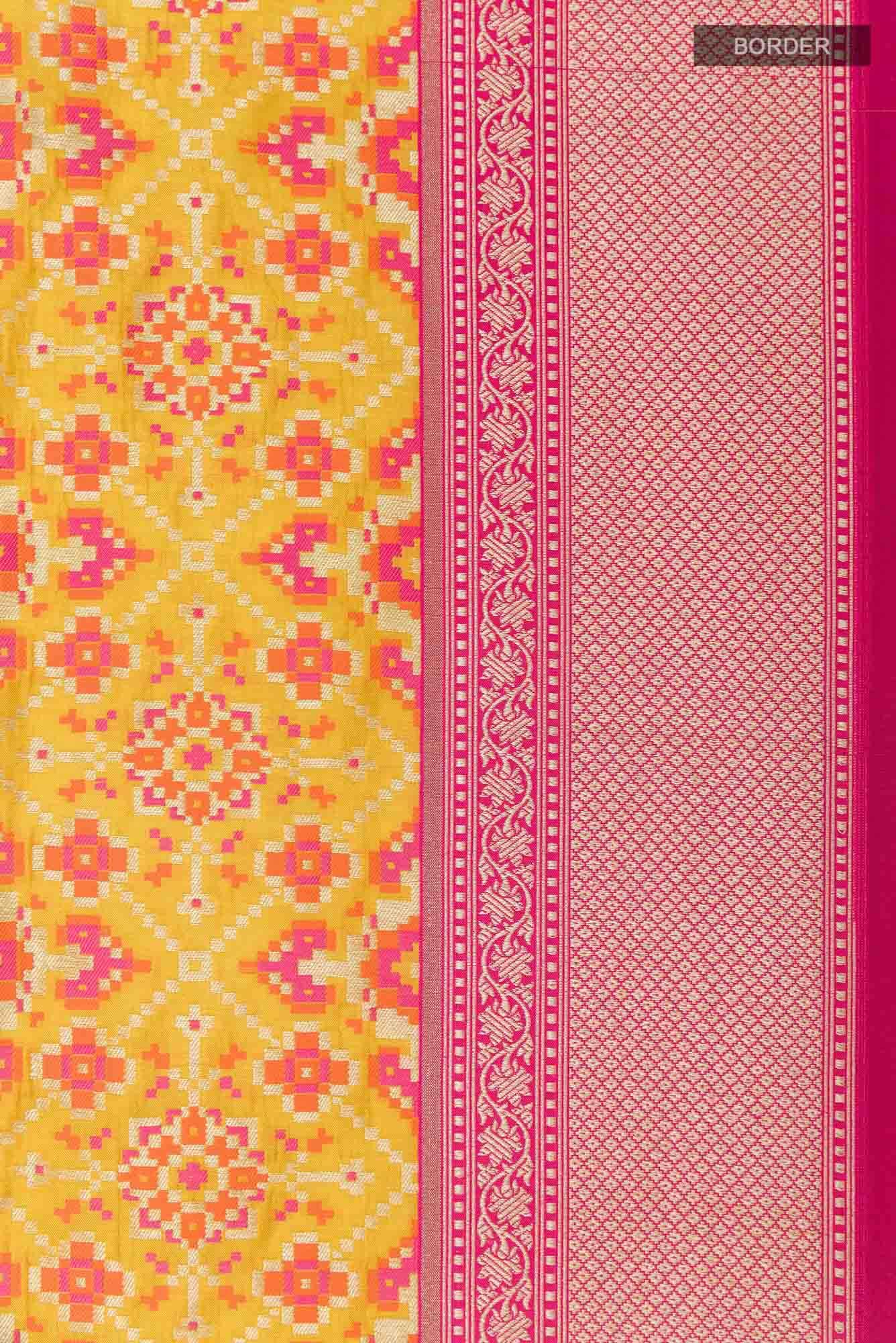 Yellow Banarasi Silk Saree