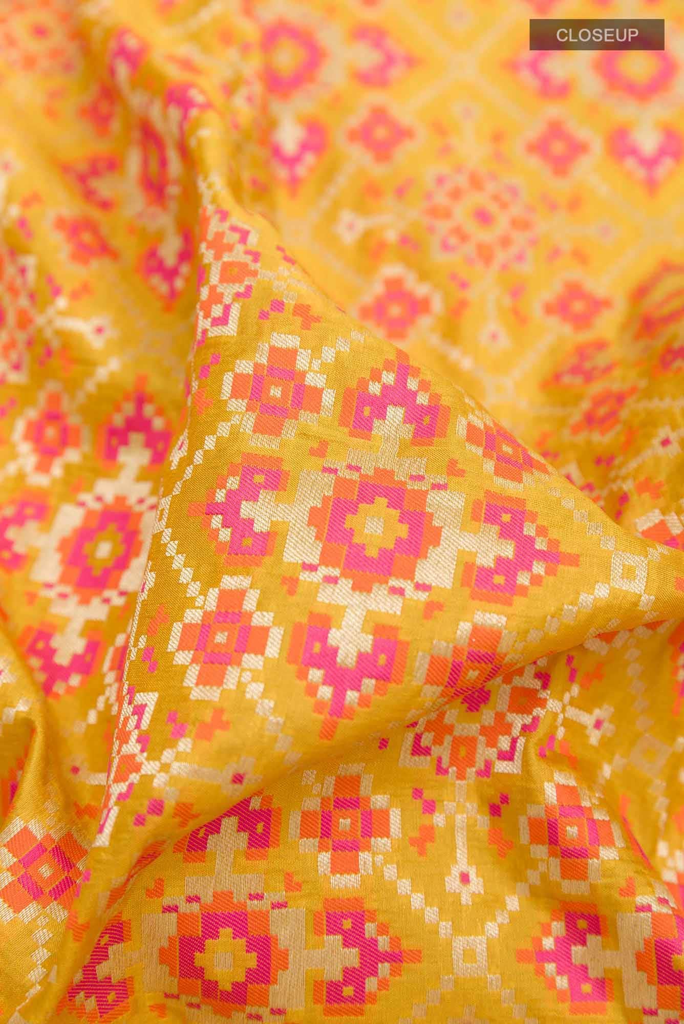 Yellow Banarasi Silk Saree