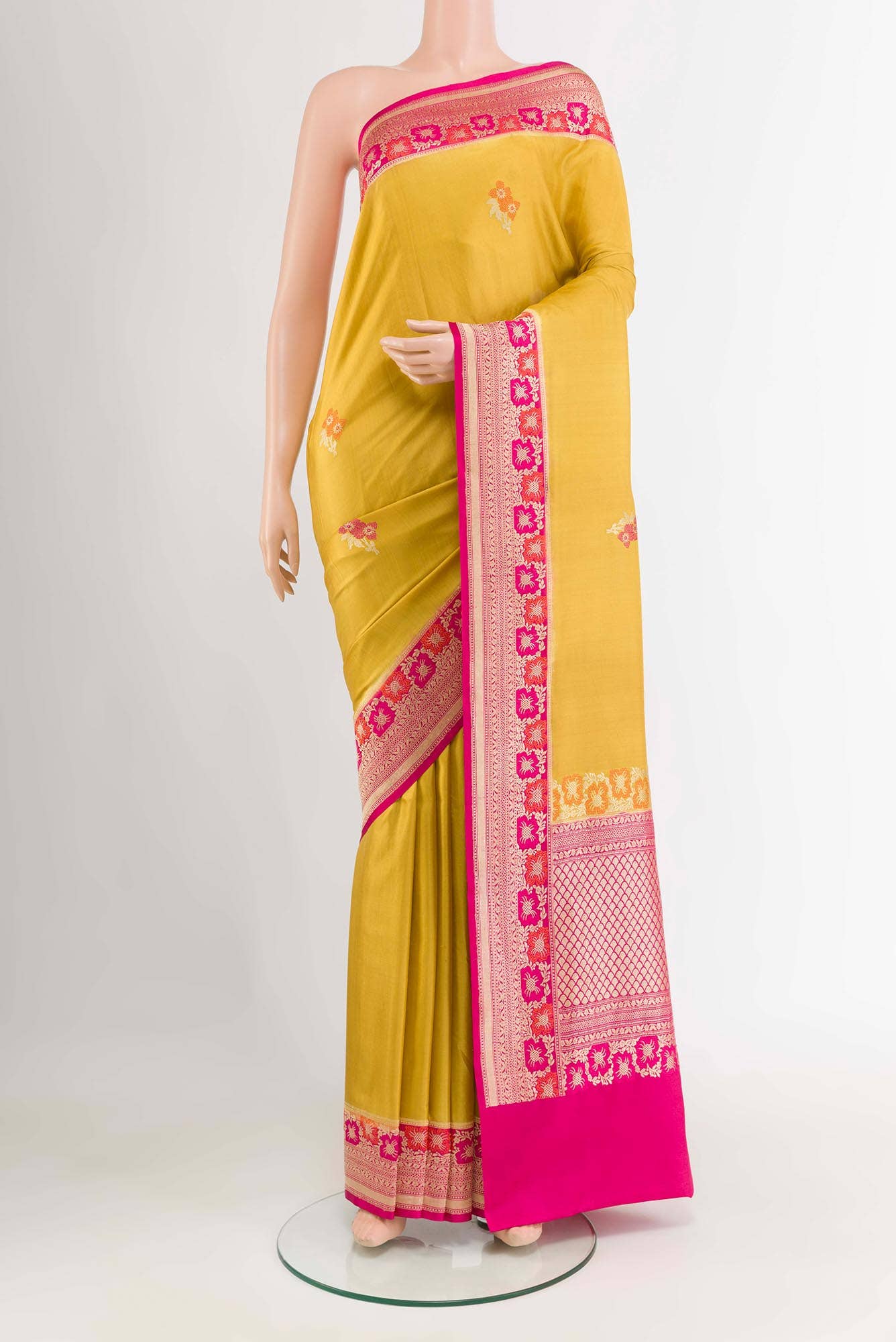 Mustard Banarasi Katan Silk Saree