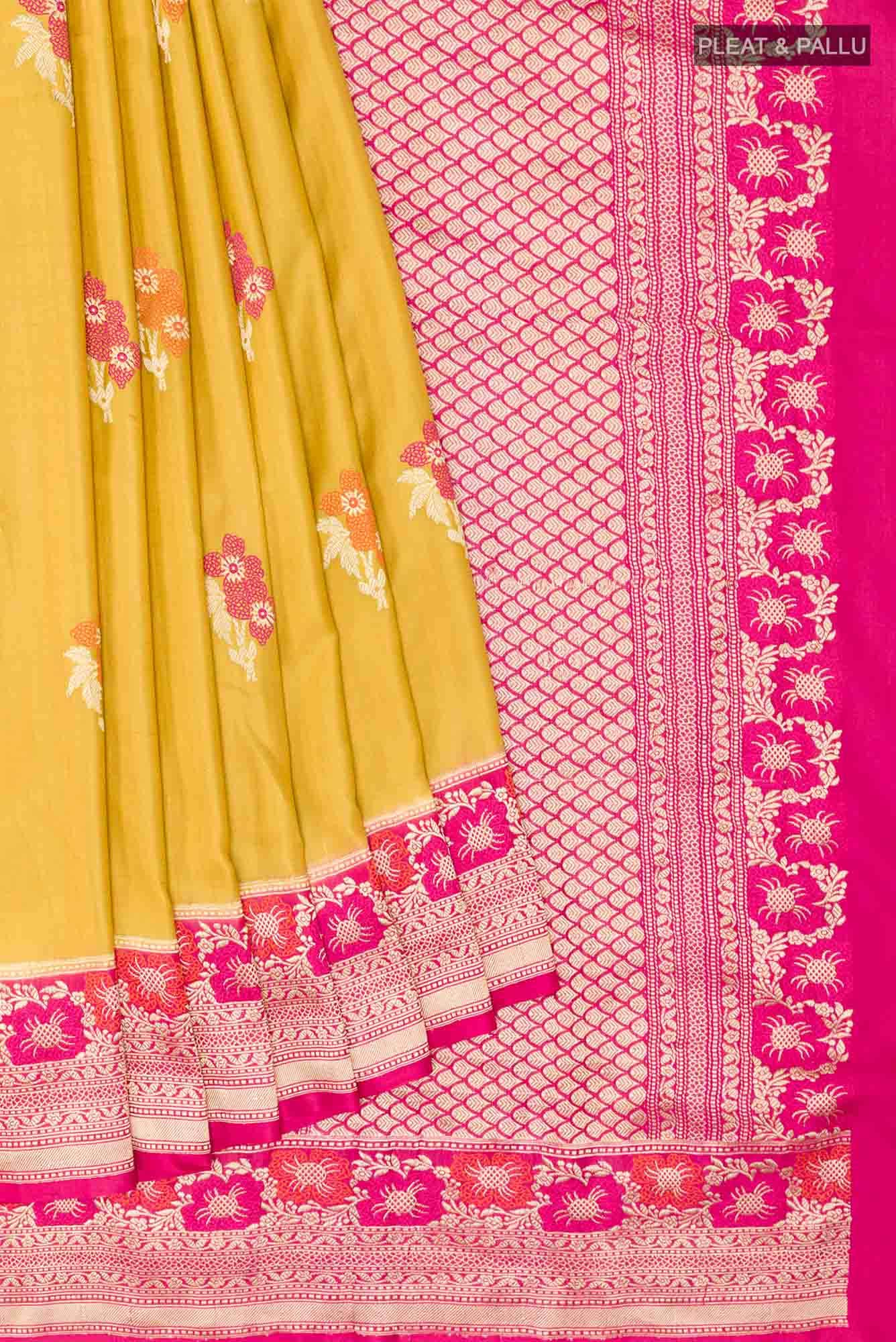 Mustard Banarasi Katan Silk Saree