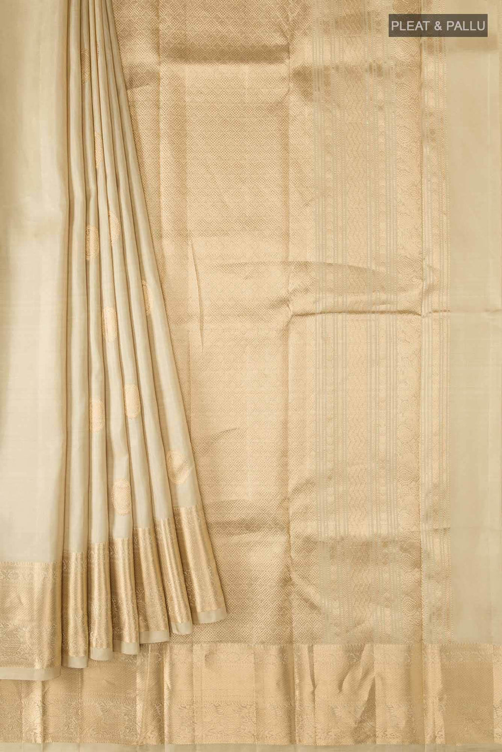 Beige Kanchipuram Silk Saree