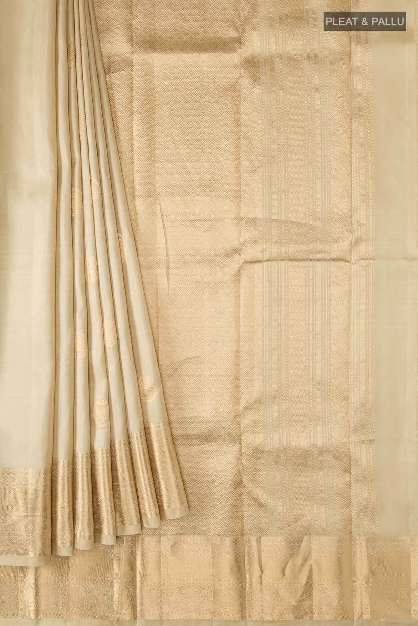 Beige Kanchipuram Silk Saree