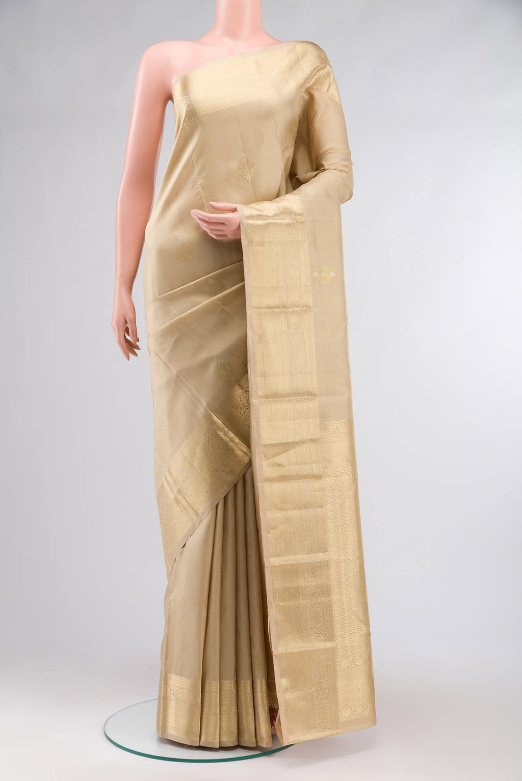 Beige Kanchipuram Silk Saree