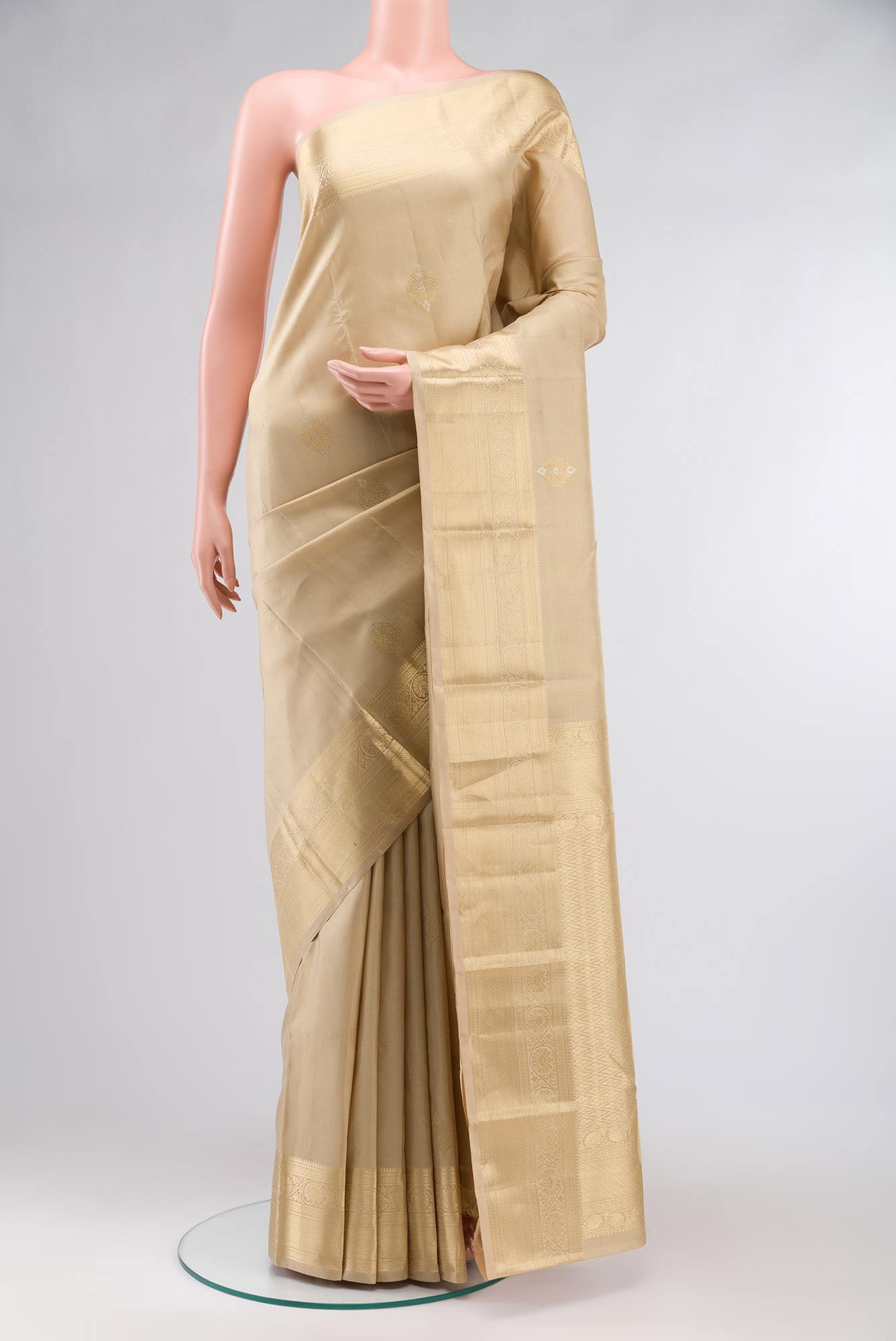 Beige Kanchipuram Silk Saree