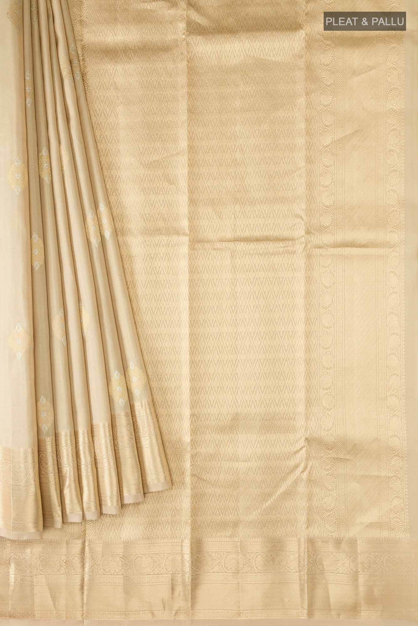 Beige Kanchipuram Silk Saree