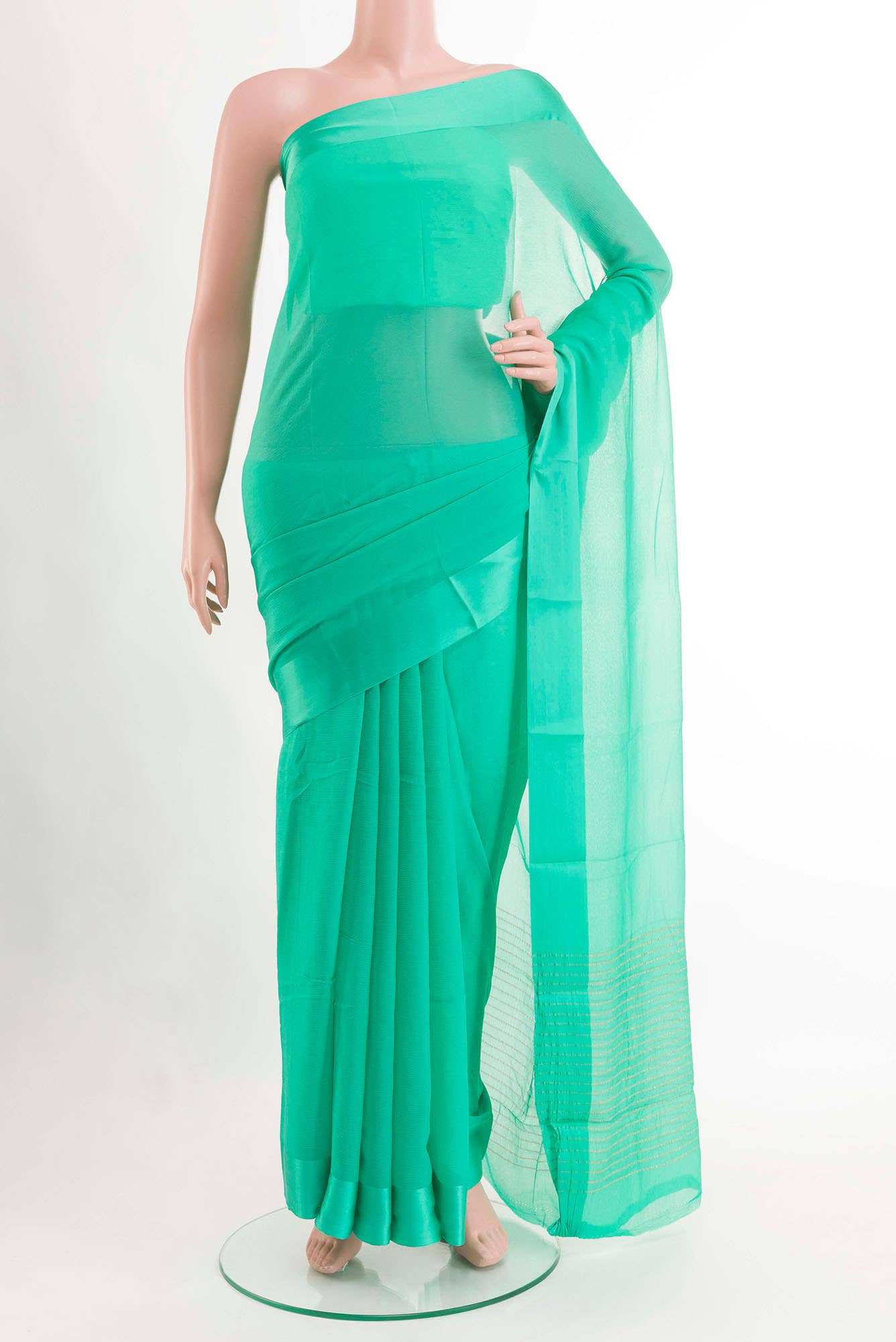 Sea Green Chiffon Saree