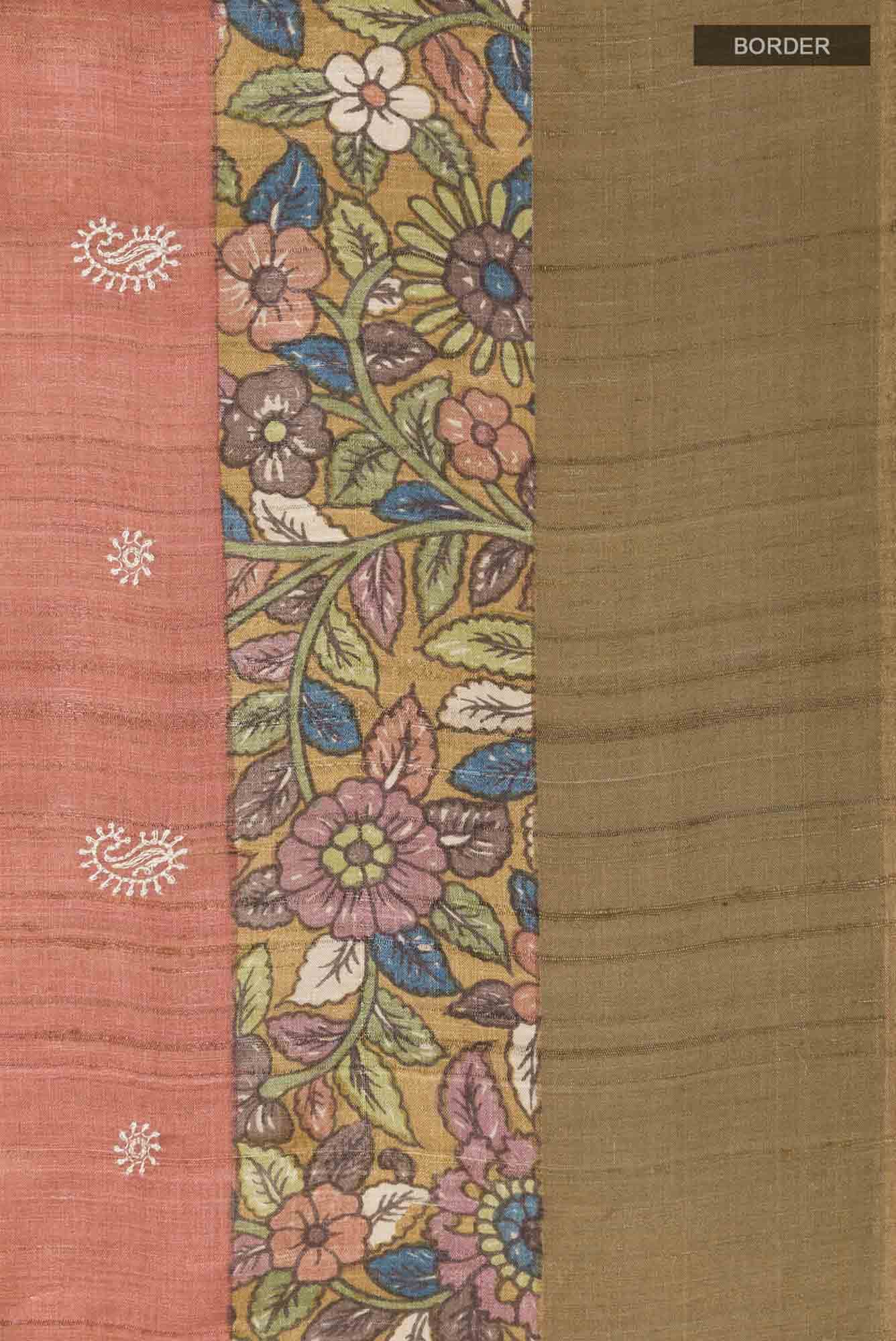 Rust Tussar Saree