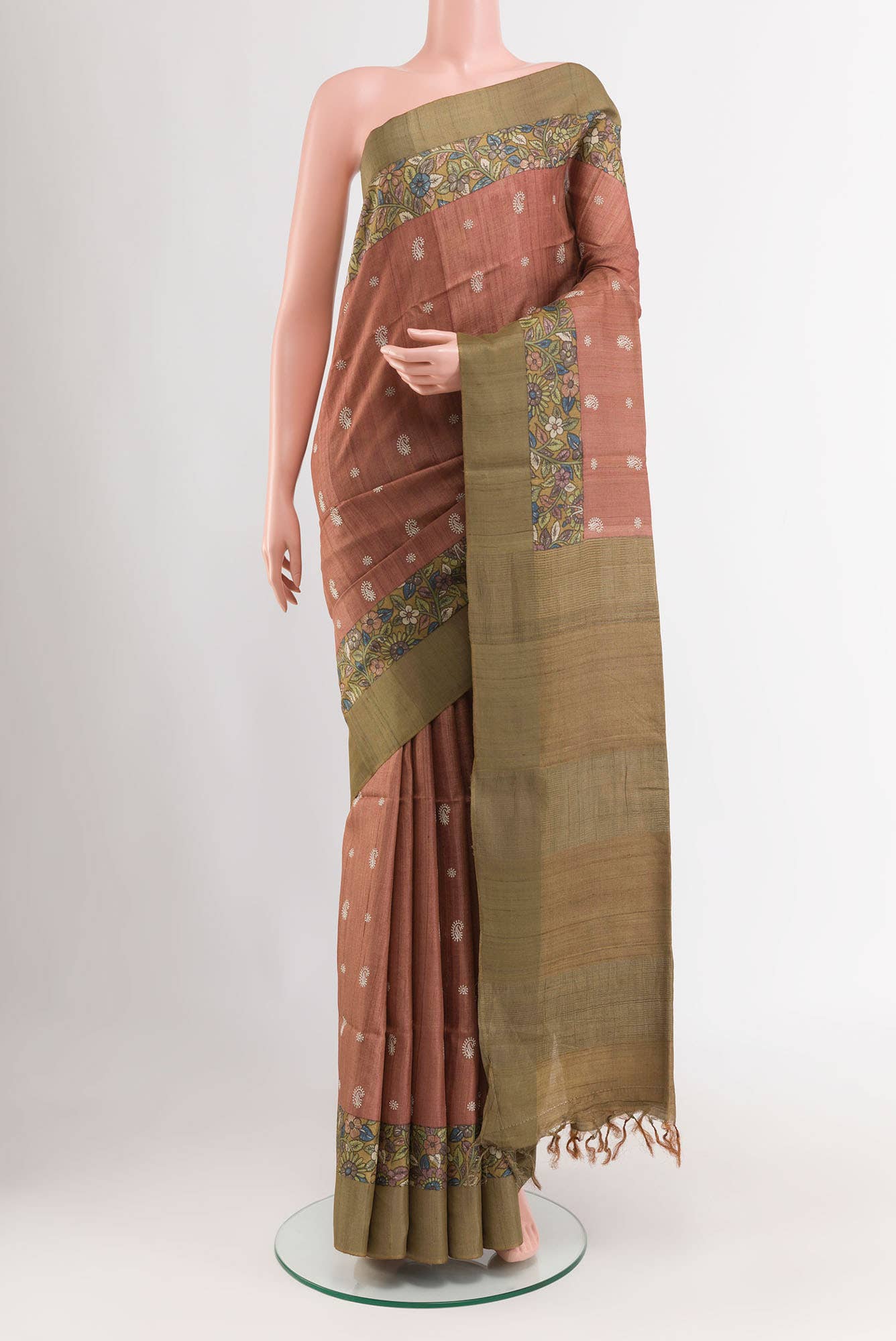 Rust Tussar Saree