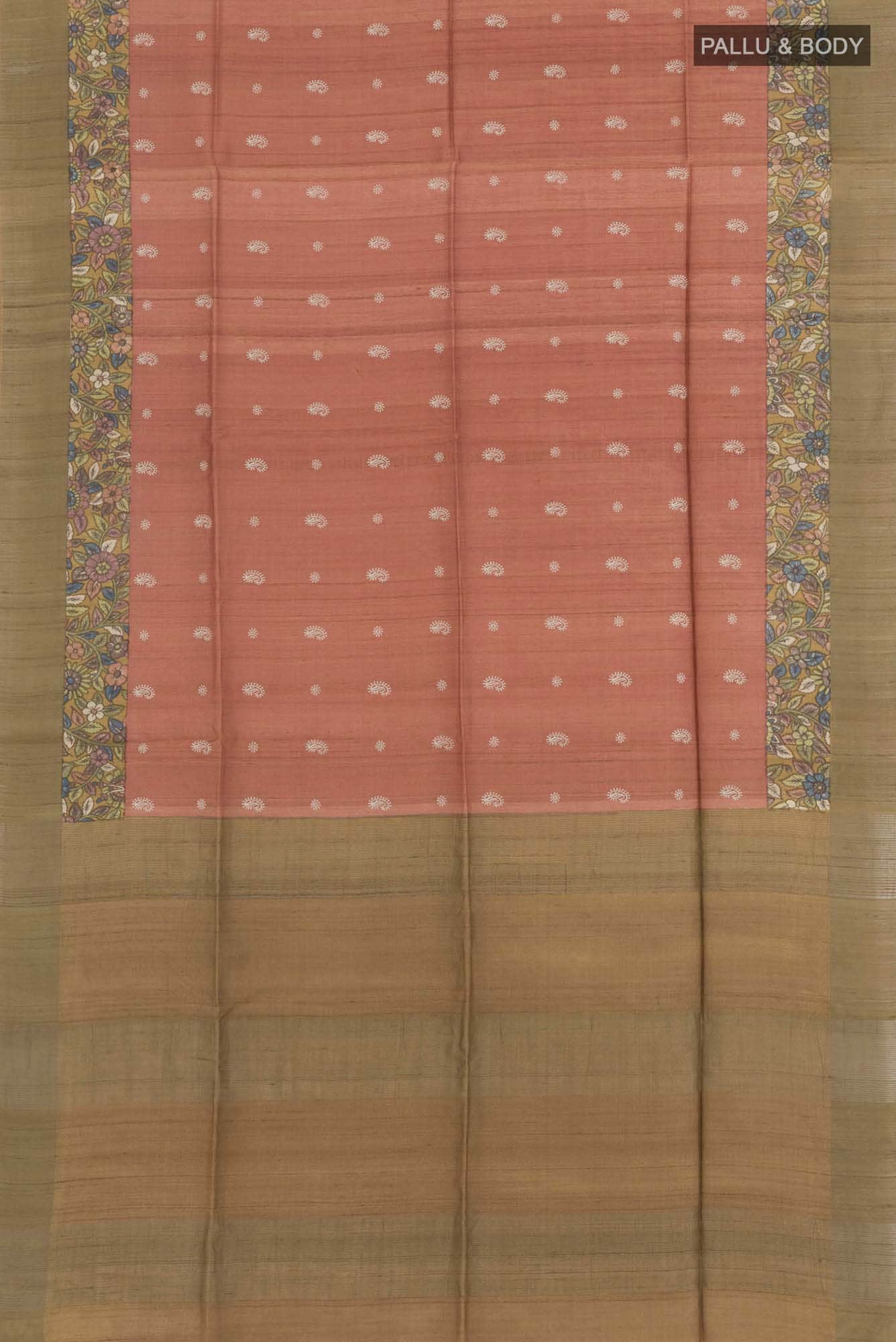 Rust Tussar Saree