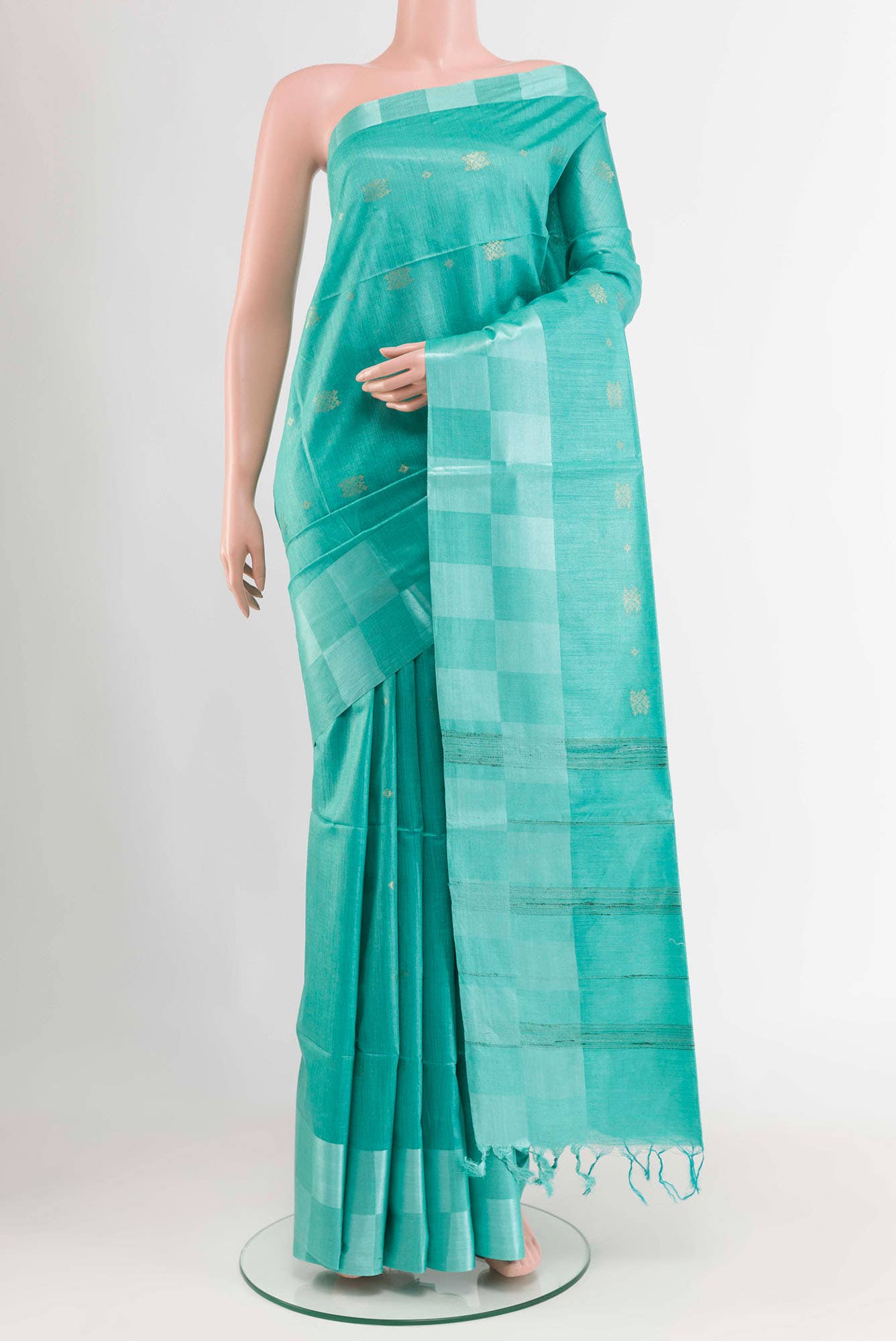 Light Blue Tussar Silk Saree