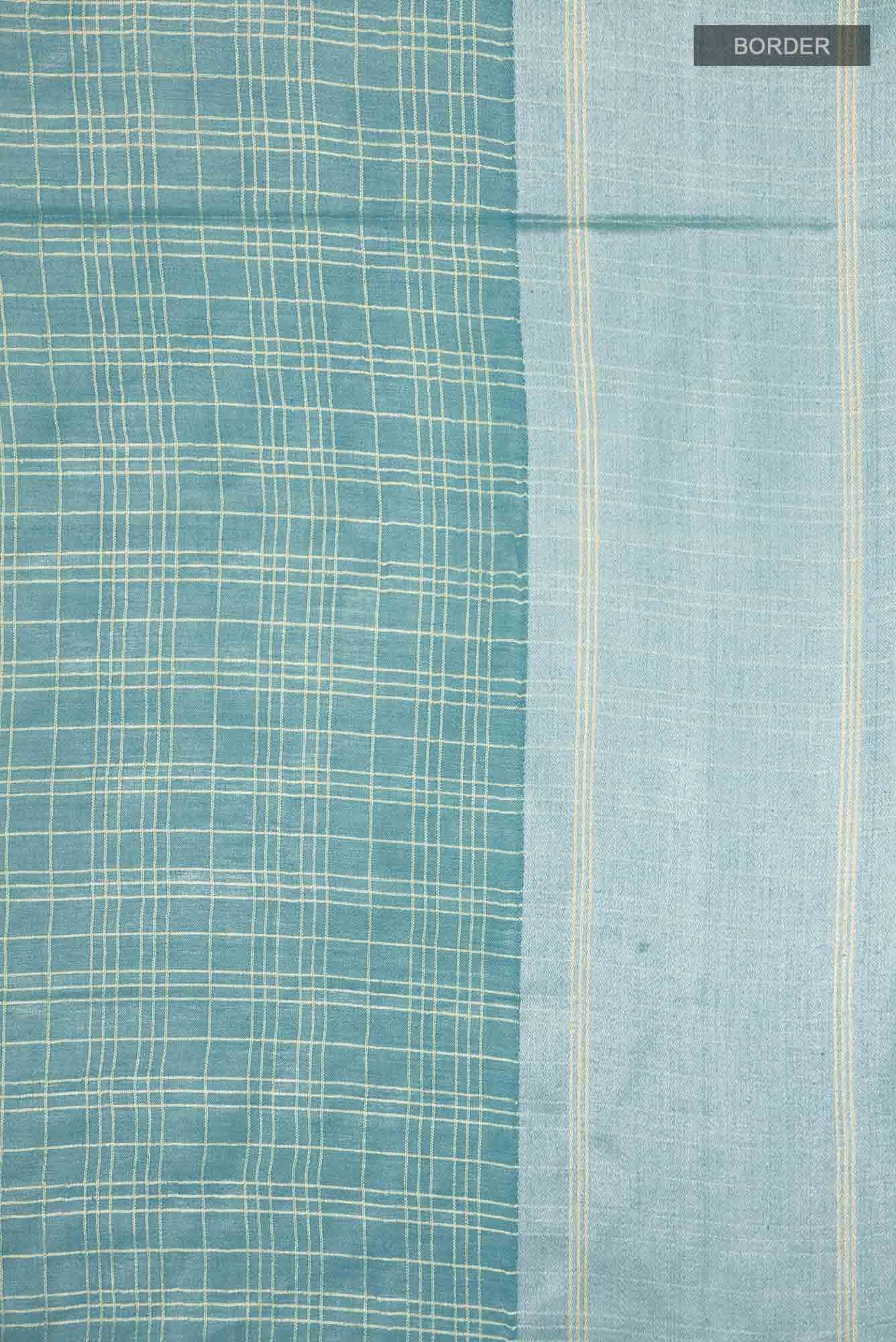 Blue Tussar Silk Saree