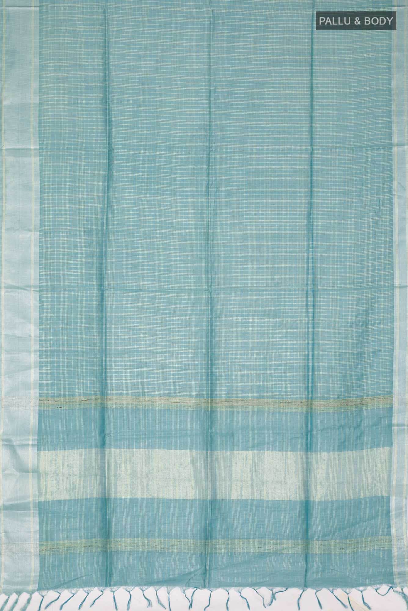Blue Tussar Silk Saree