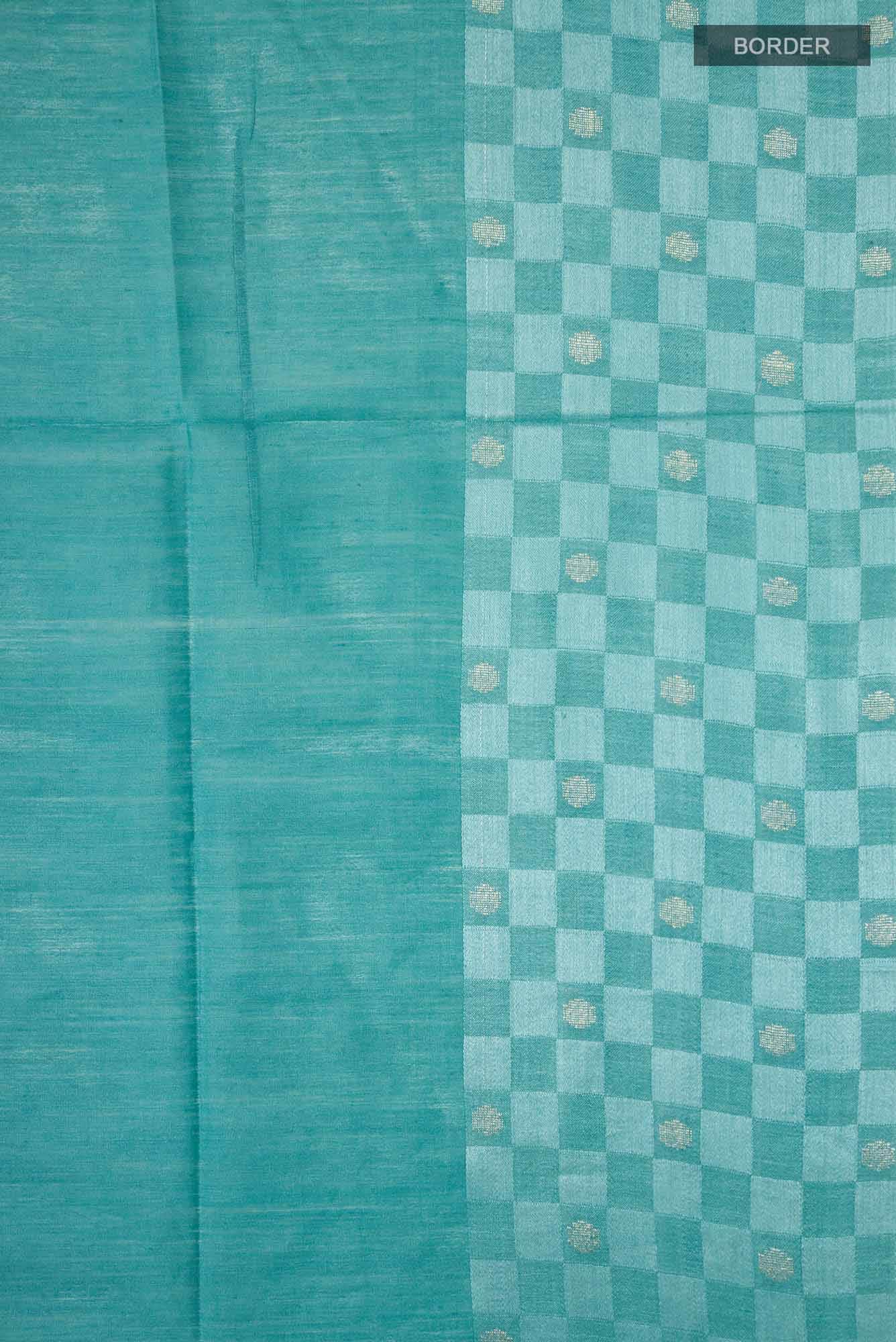 Blue Tussar Silk Saree