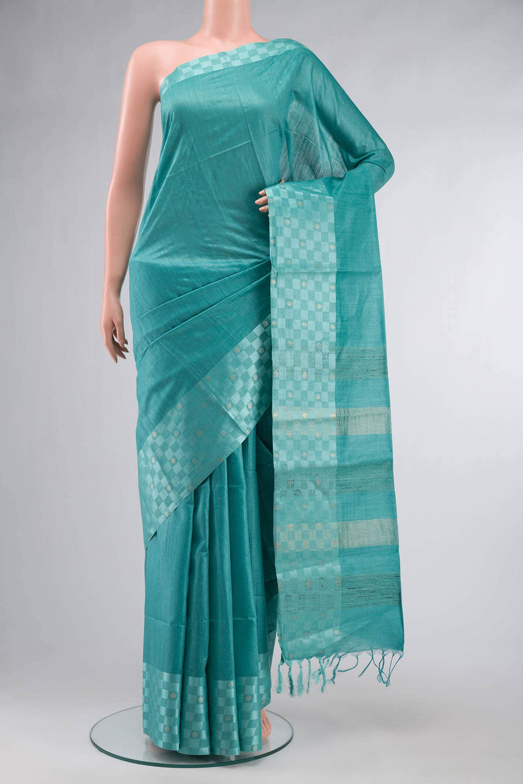 Blue Tussar Silk Saree