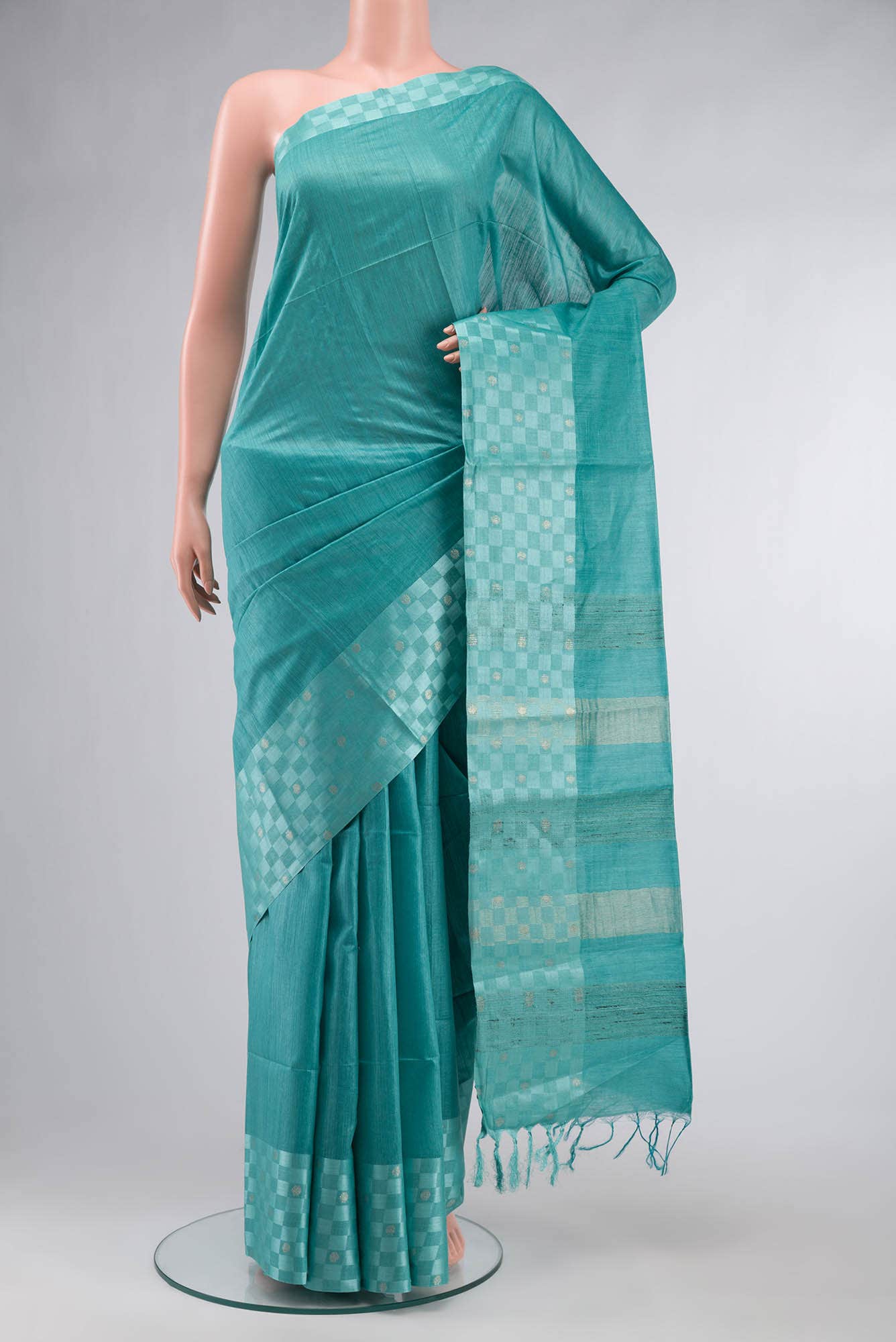 Blue Tussar Silk Saree