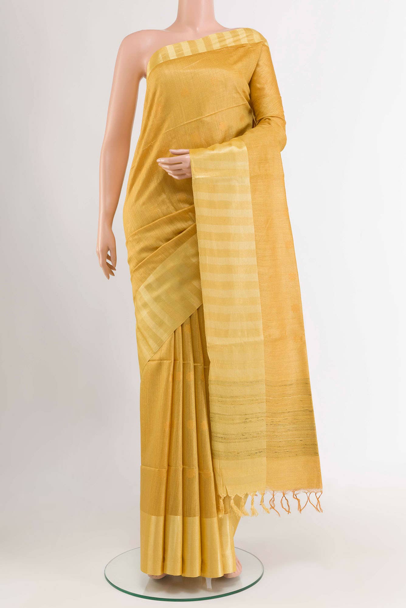 Mustard Tussar Silk Saree