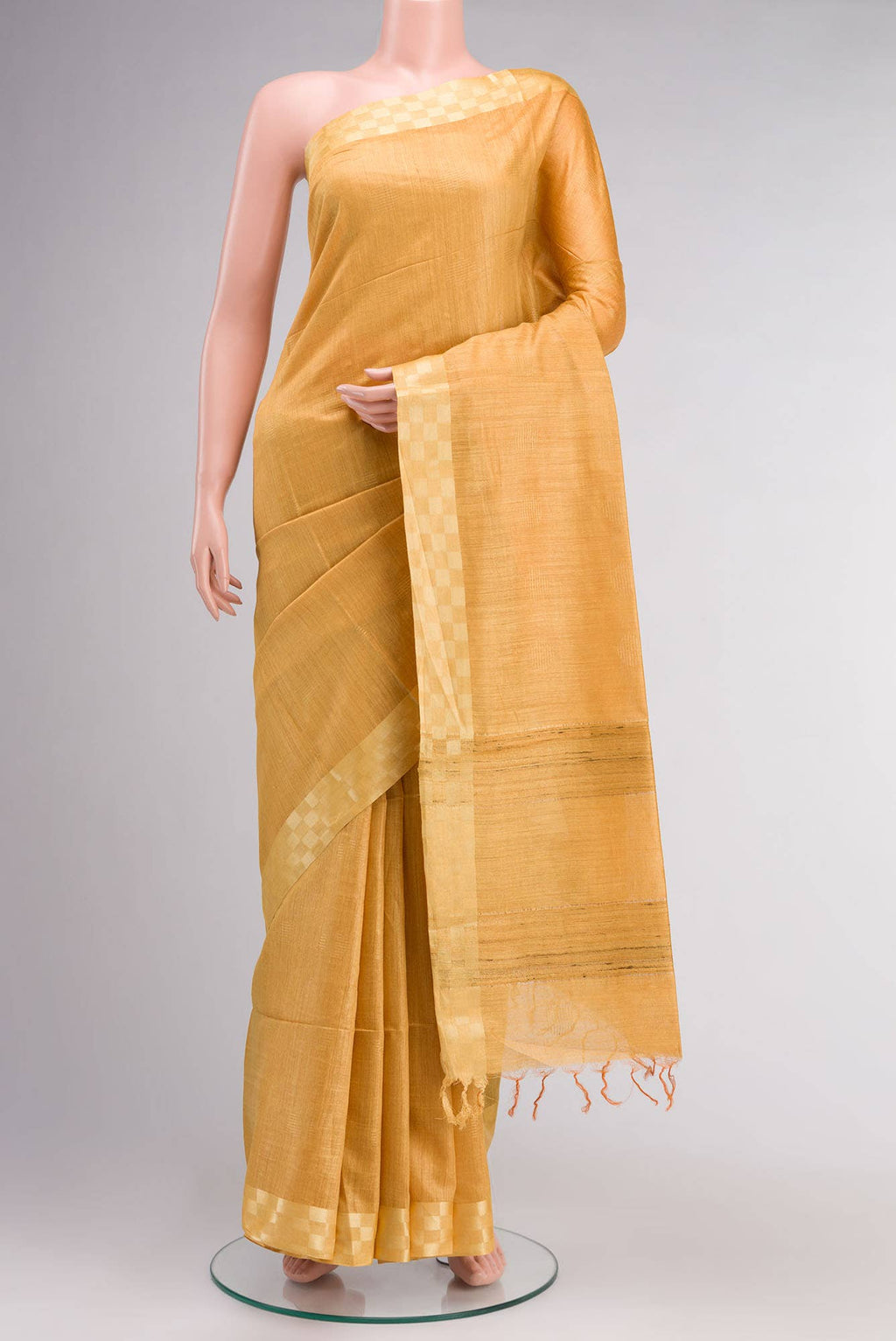 Mustard Tussar Silk Saree