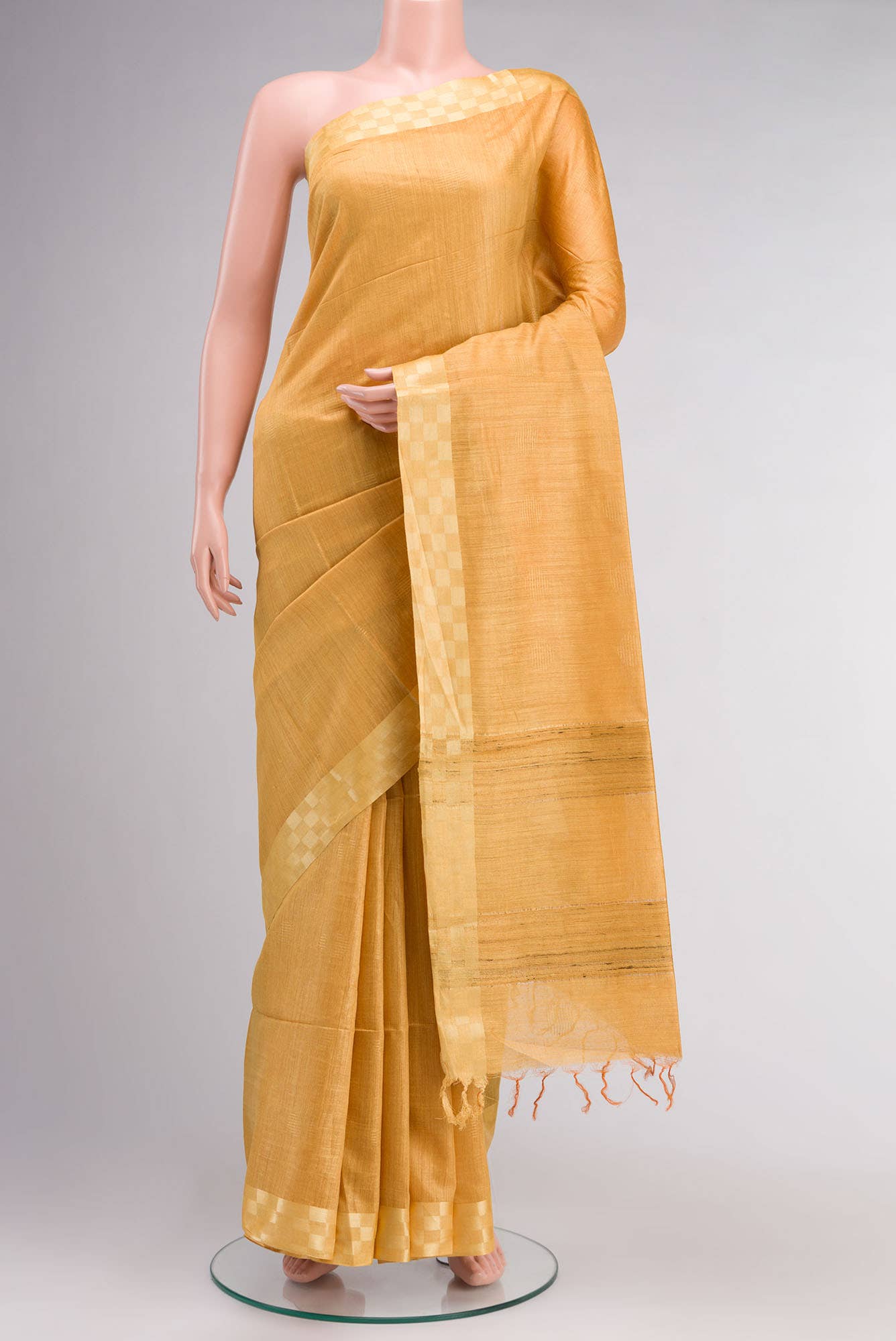 Mustard Tussar Silk Saree