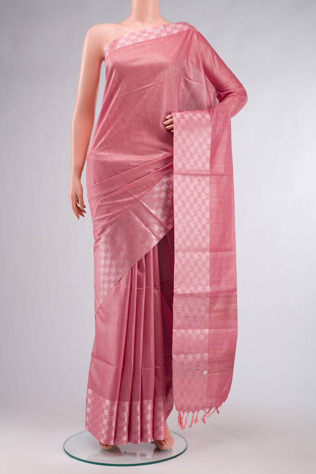 Coral Tussar Silk Saree
