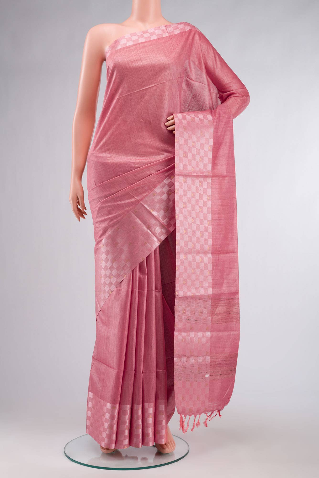 Coral Tussar Silk Saree