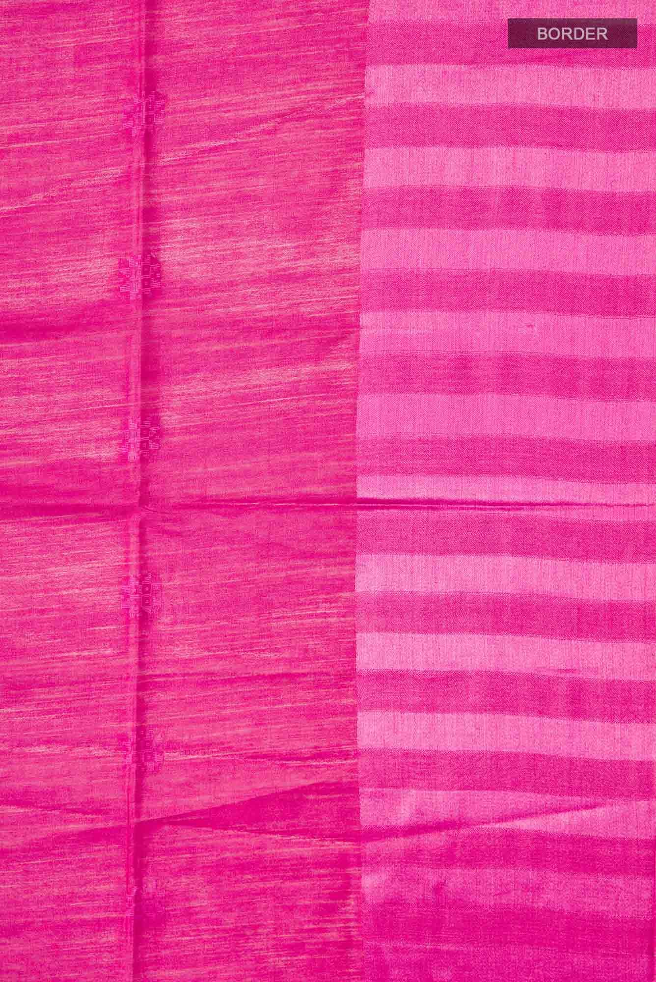 Pink Tussar Silk Saree