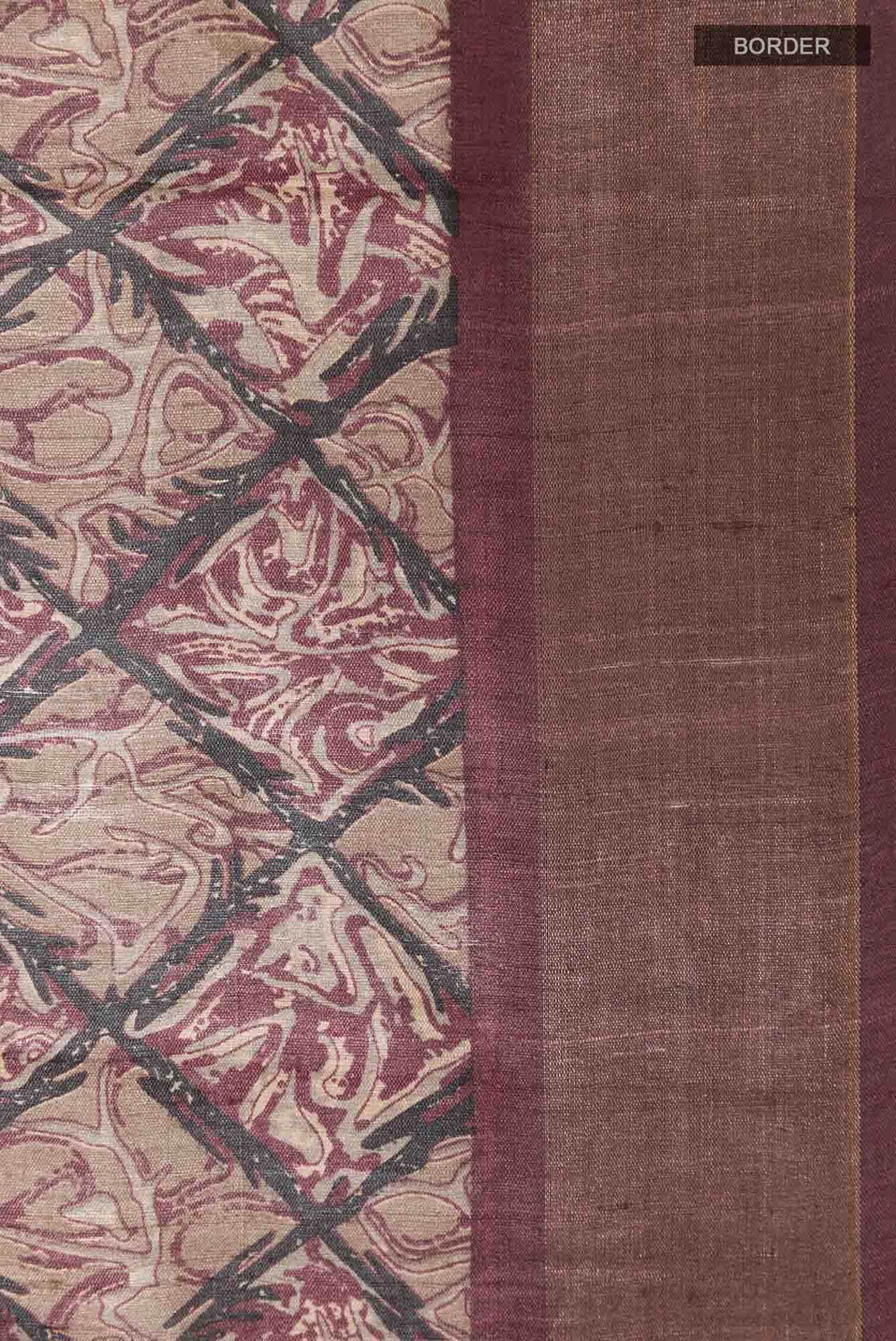 Brown Tussar Silk Saree