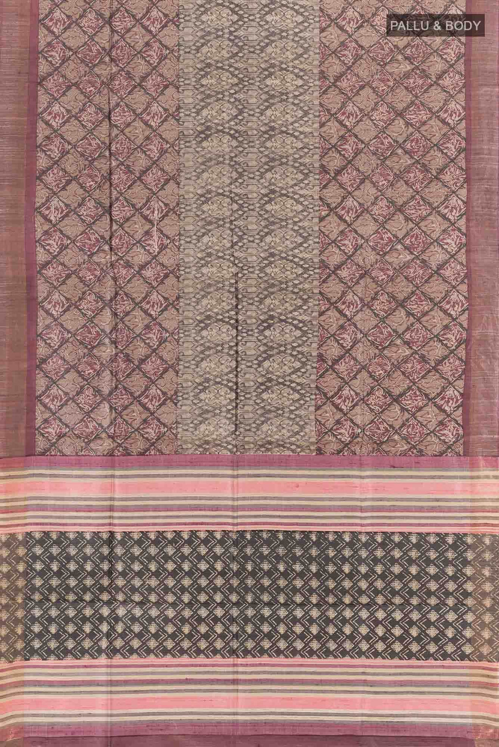 Brown Tussar Silk Saree