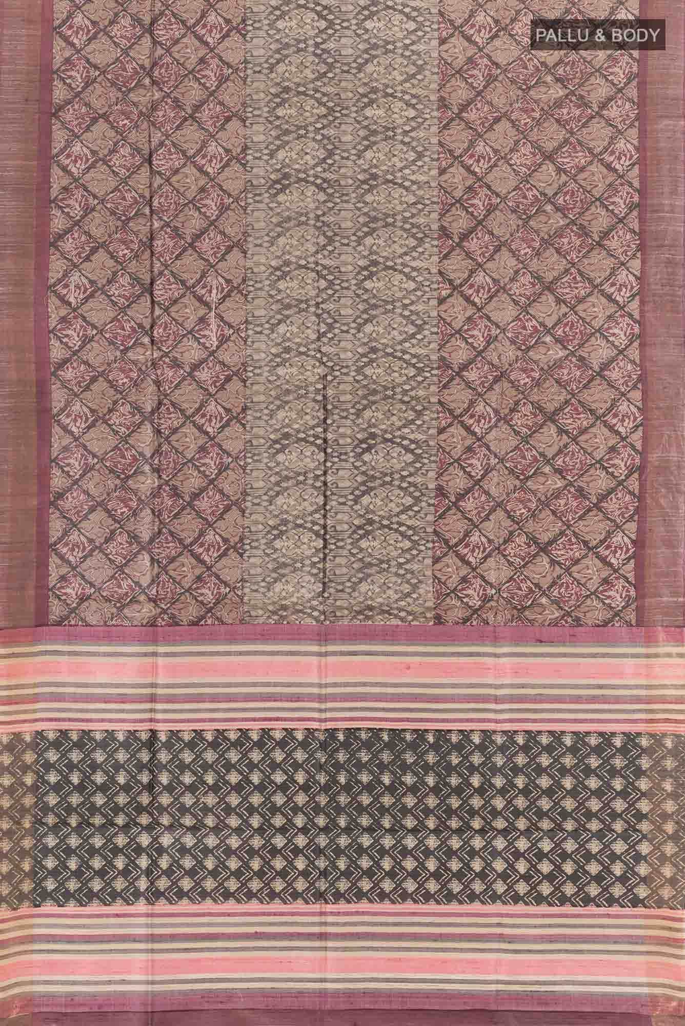 Brown Tussar Silk Saree