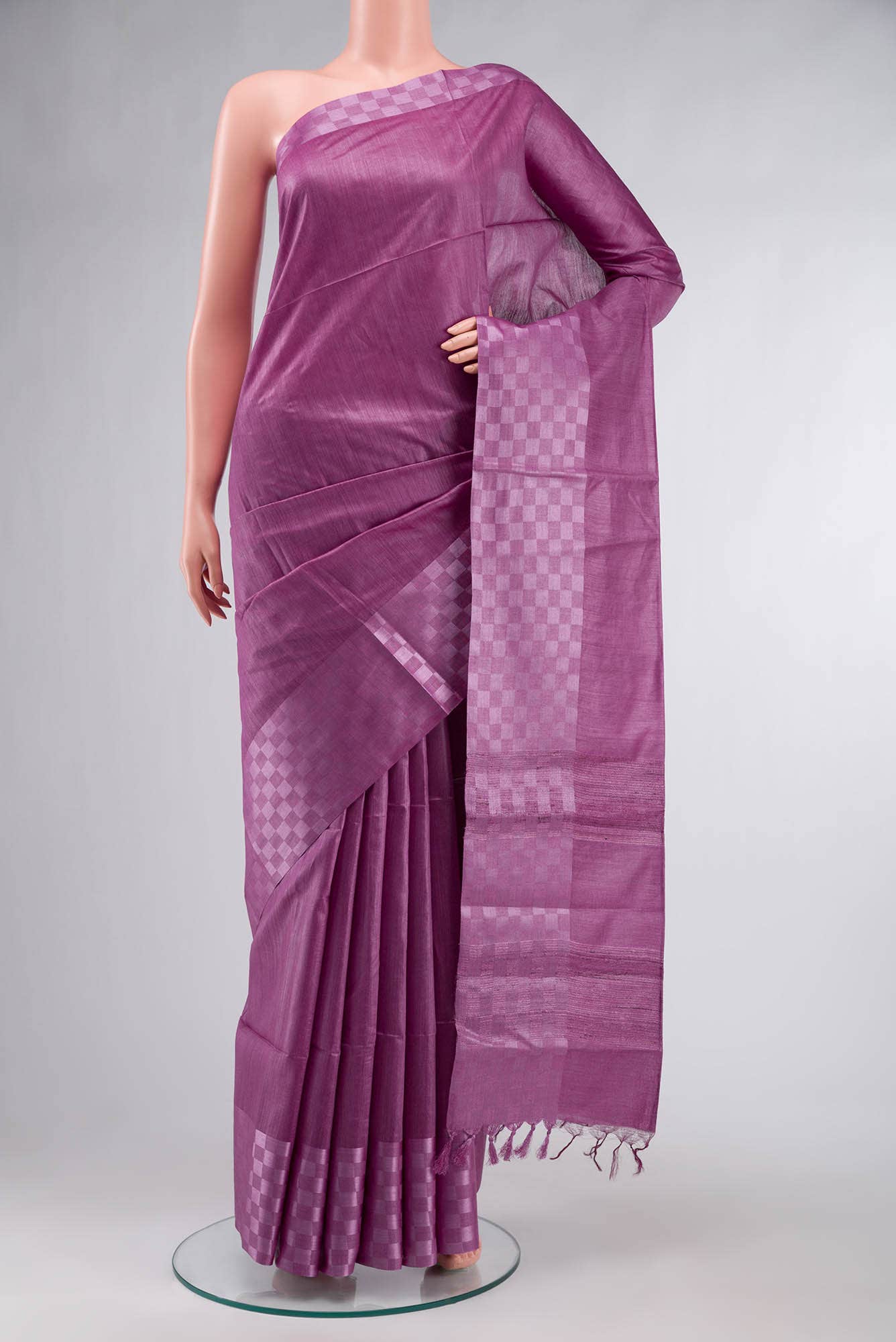 Lavender Tussar Silk Saree