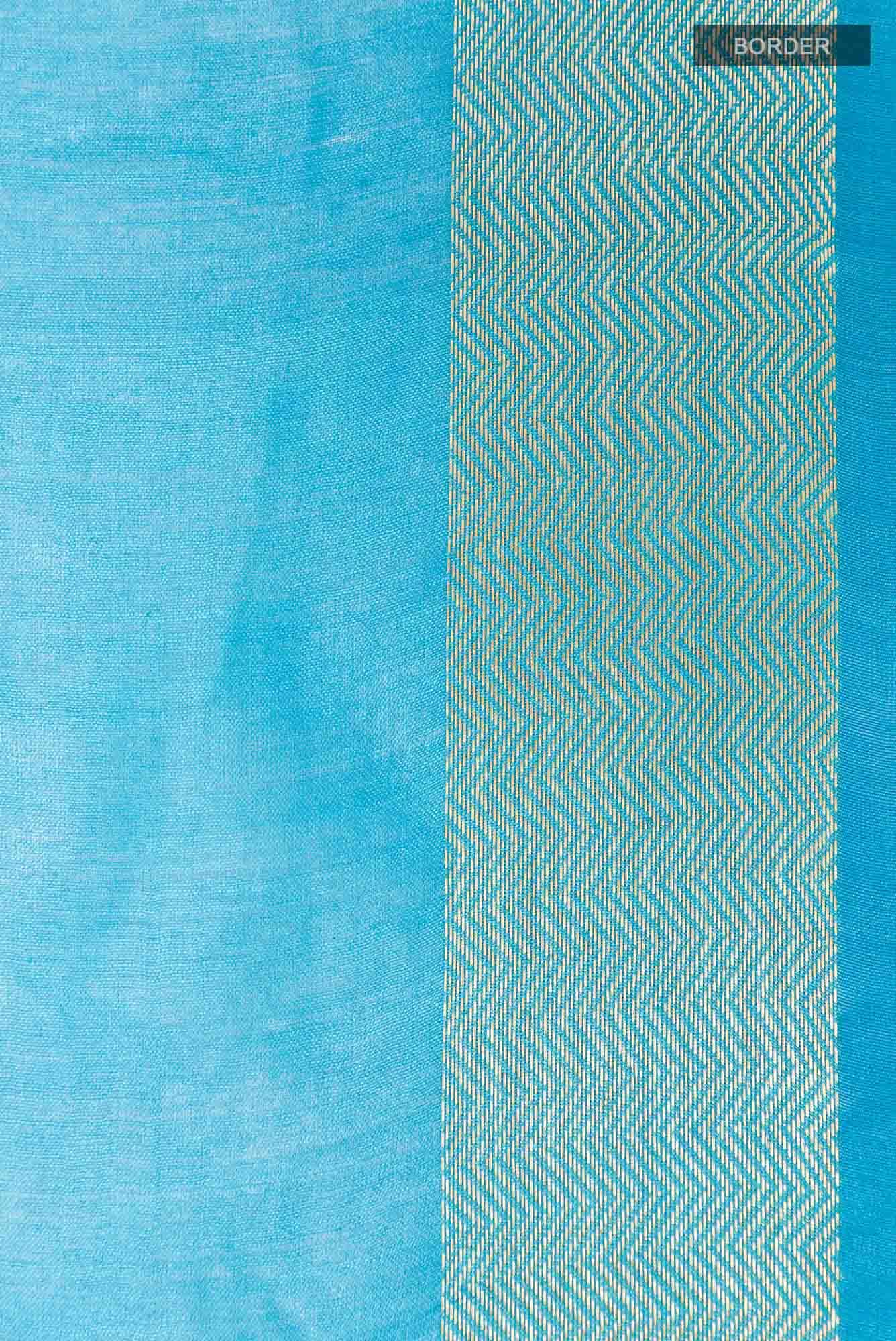 Blue Tussar Silk Saree