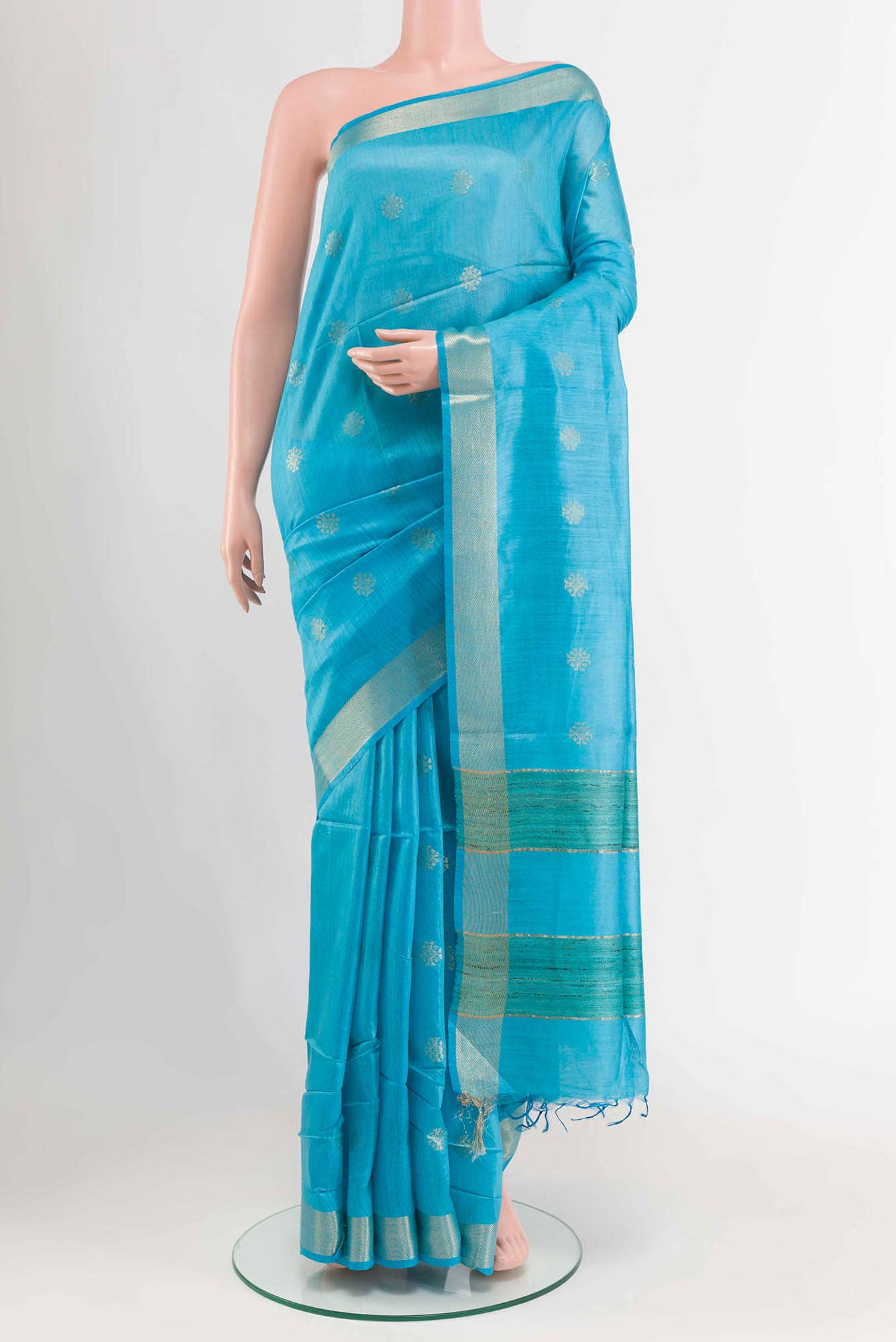 Blue Tussar Silk Saree