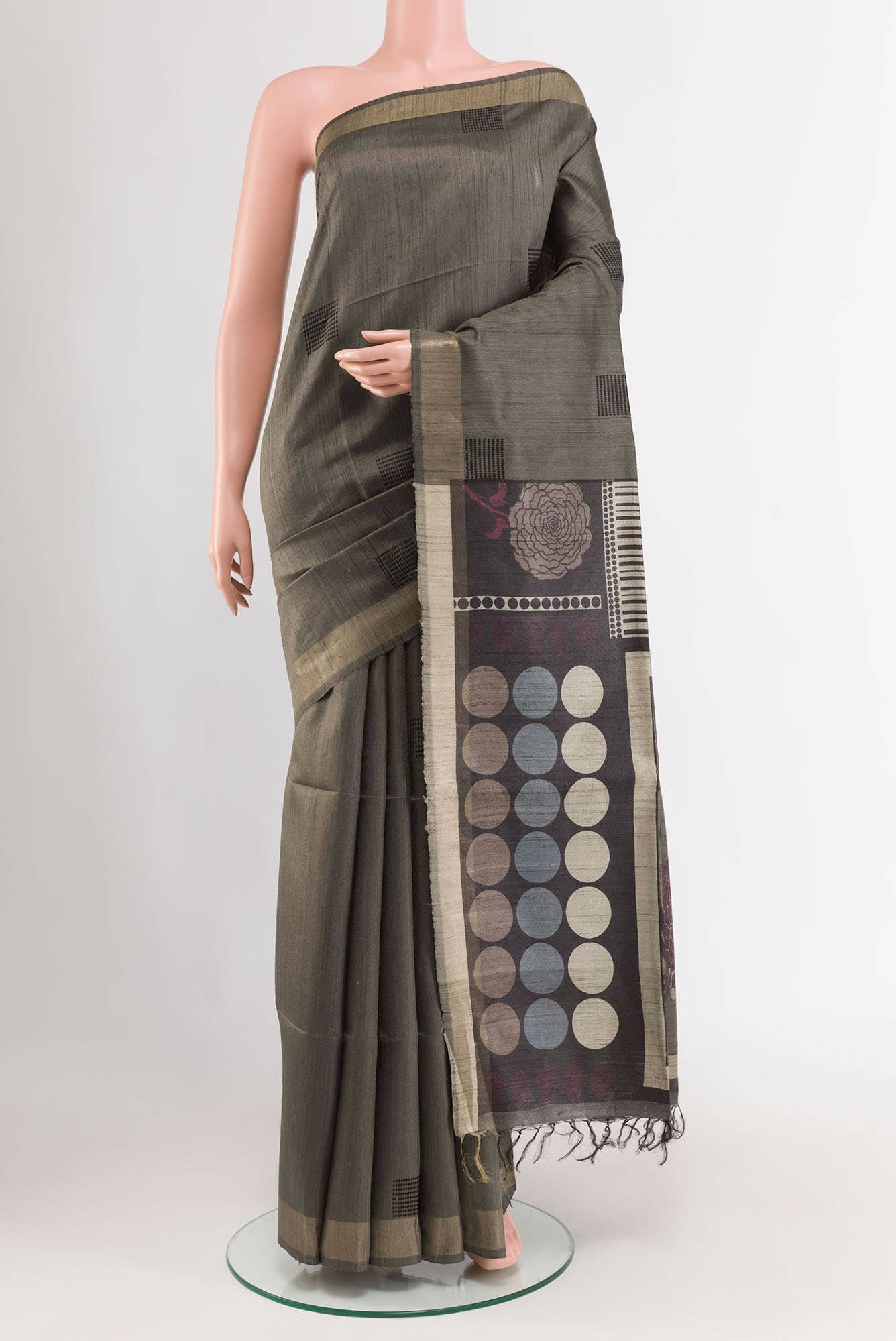 Grey Tussar Saree