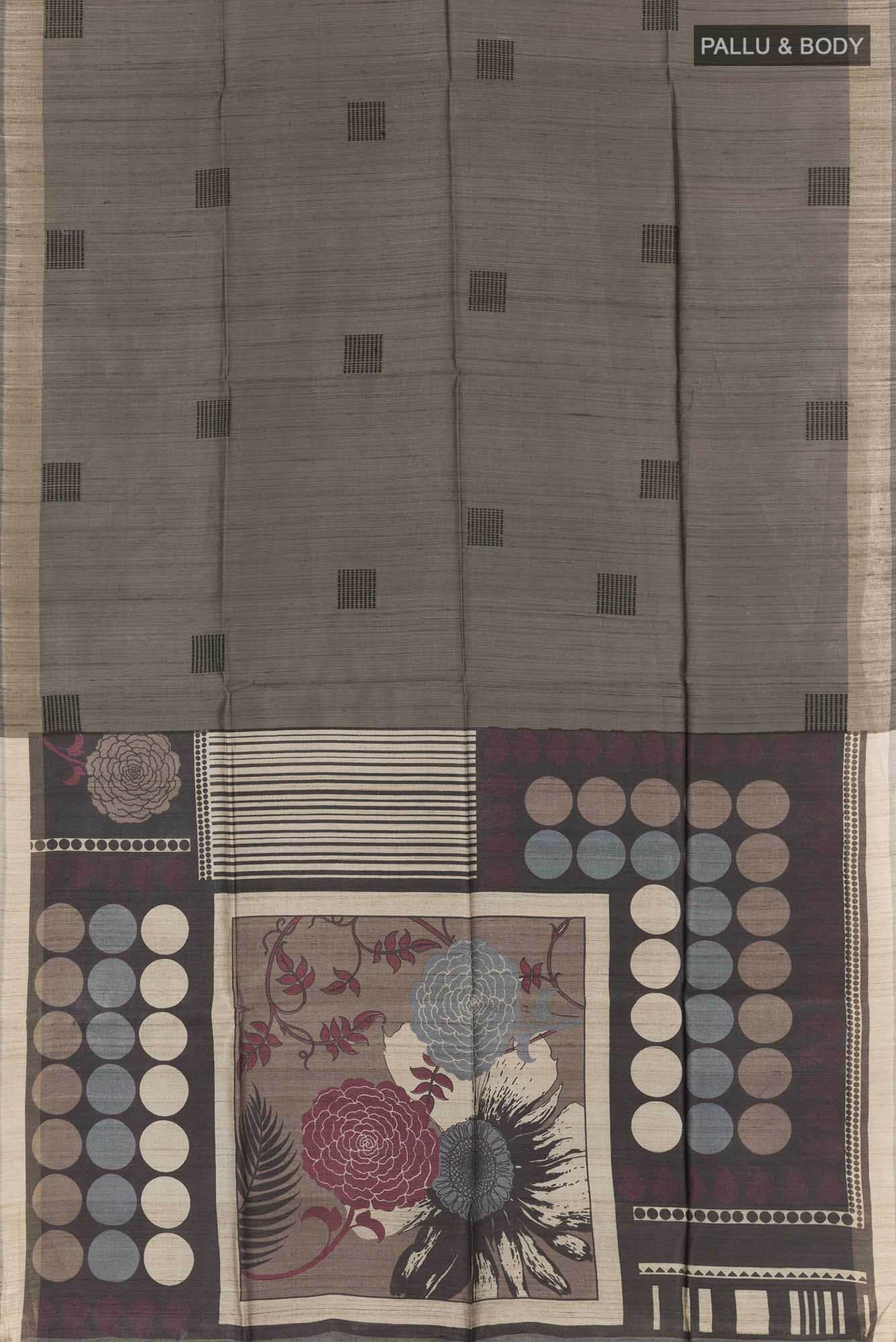 Grey Tussar Saree