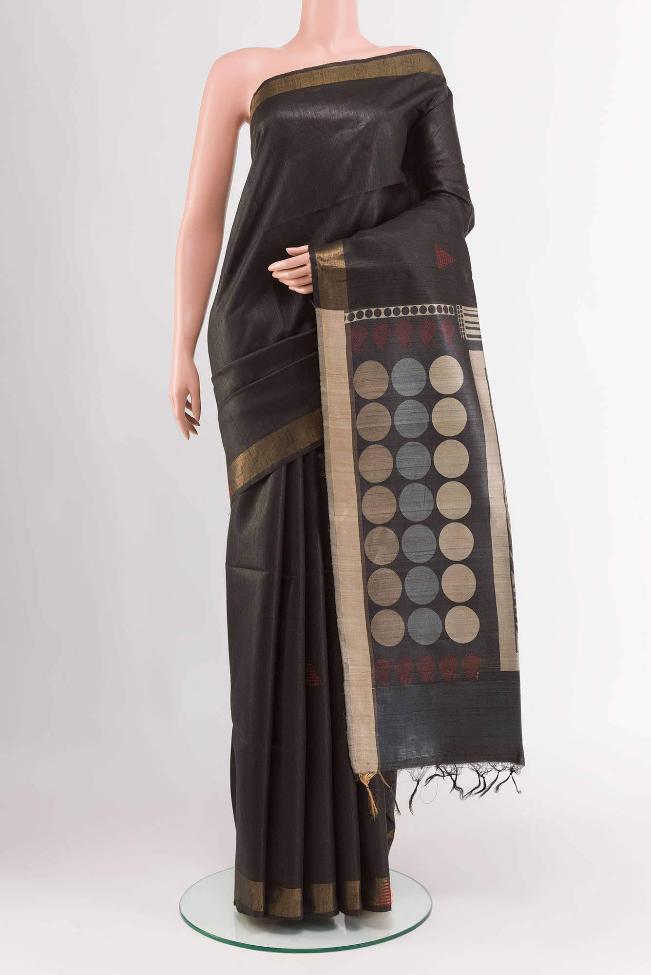 Black Tussar Saree