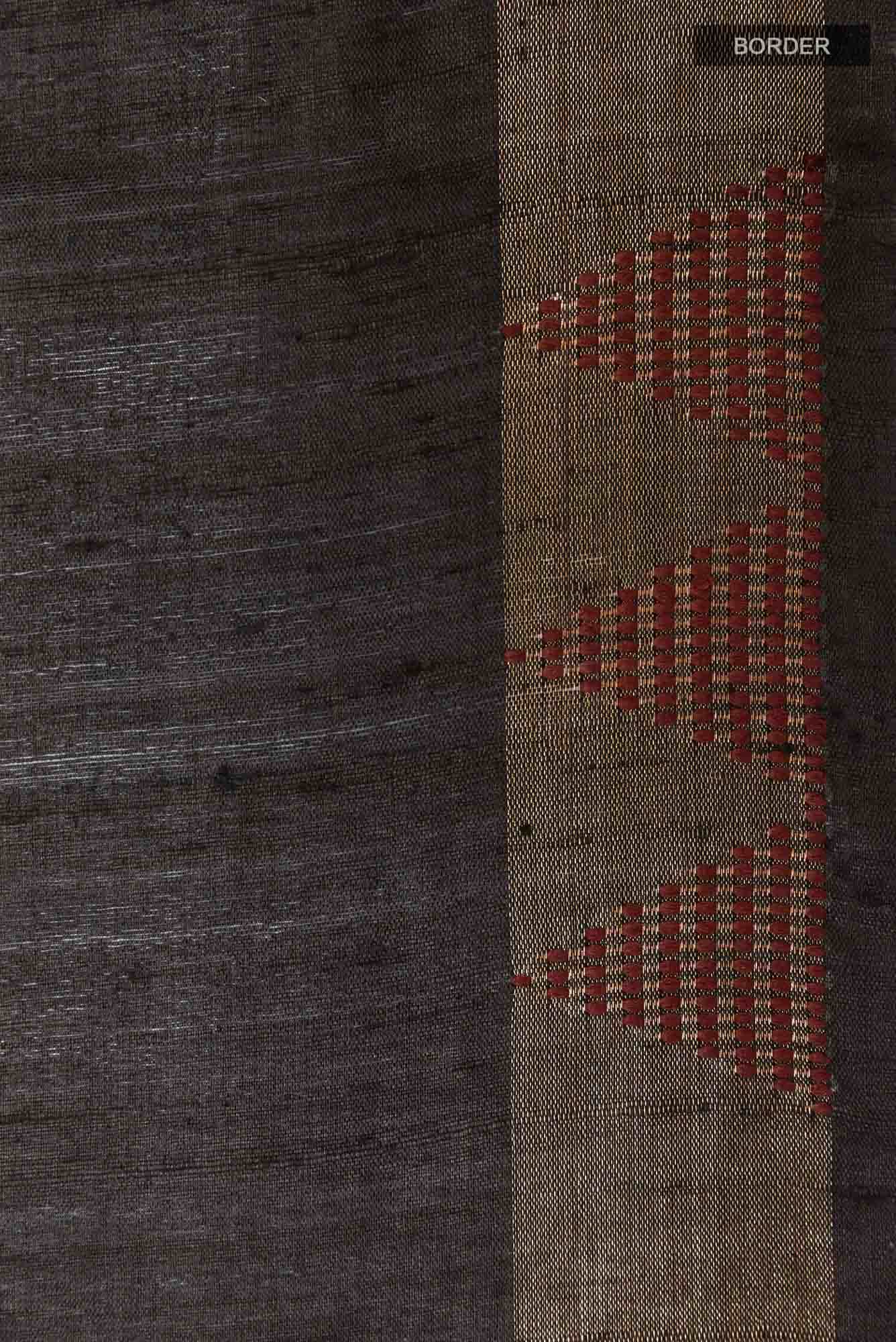 Black Tussar Silk Saree