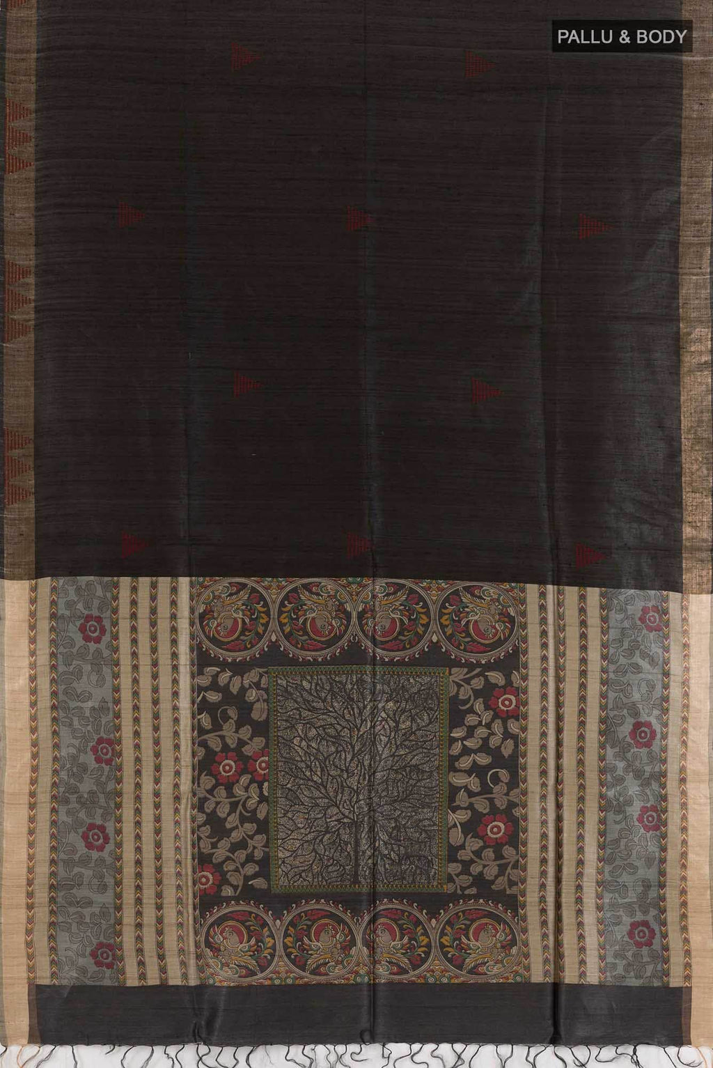 Black Tussar Silk Saree