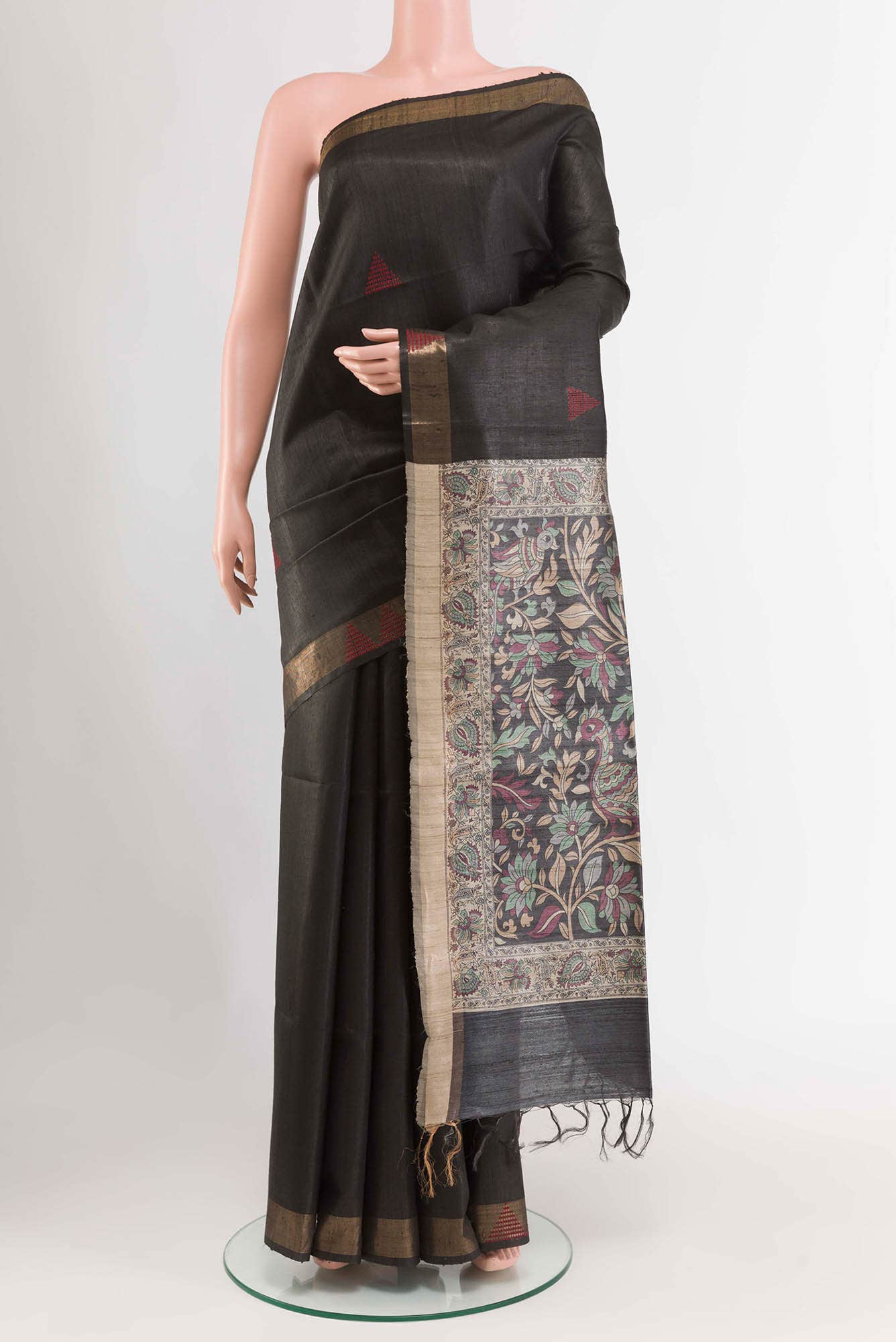 Black Tussar Silk Saree