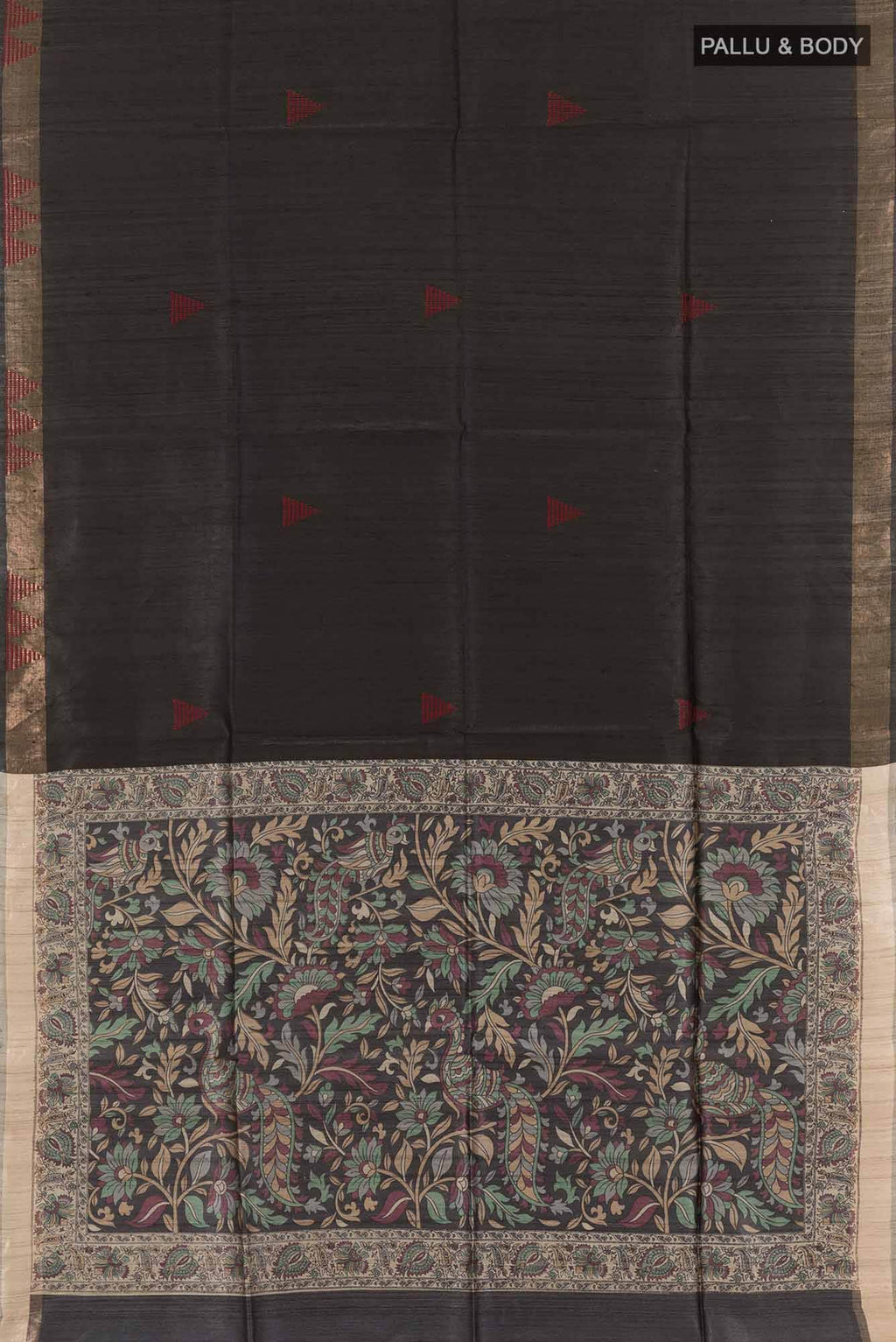 Black Tussar Silk Saree