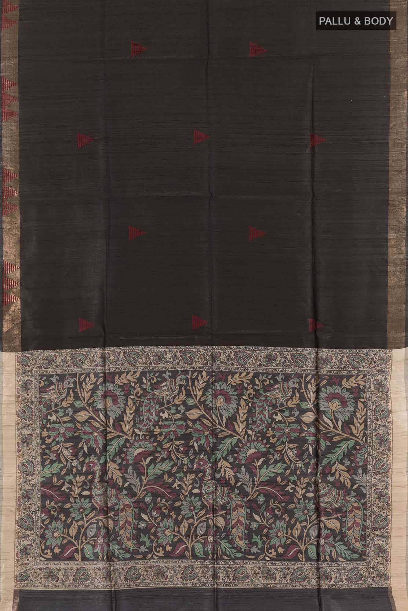 Black Tussar Silk Saree