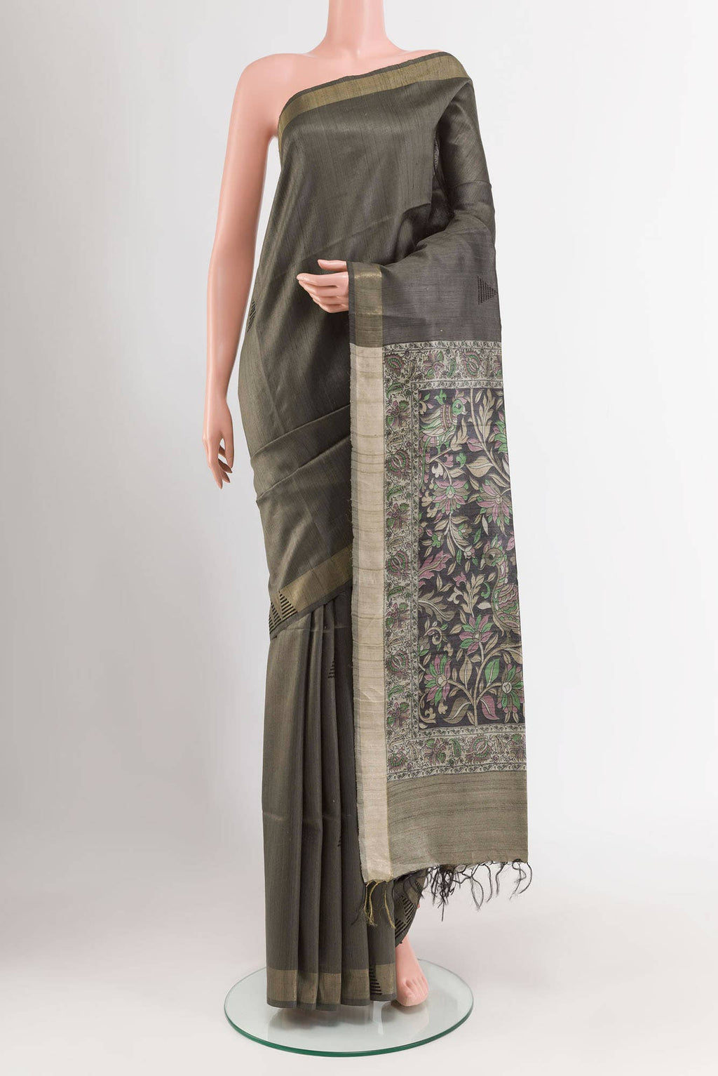 Grey Tussar Saree