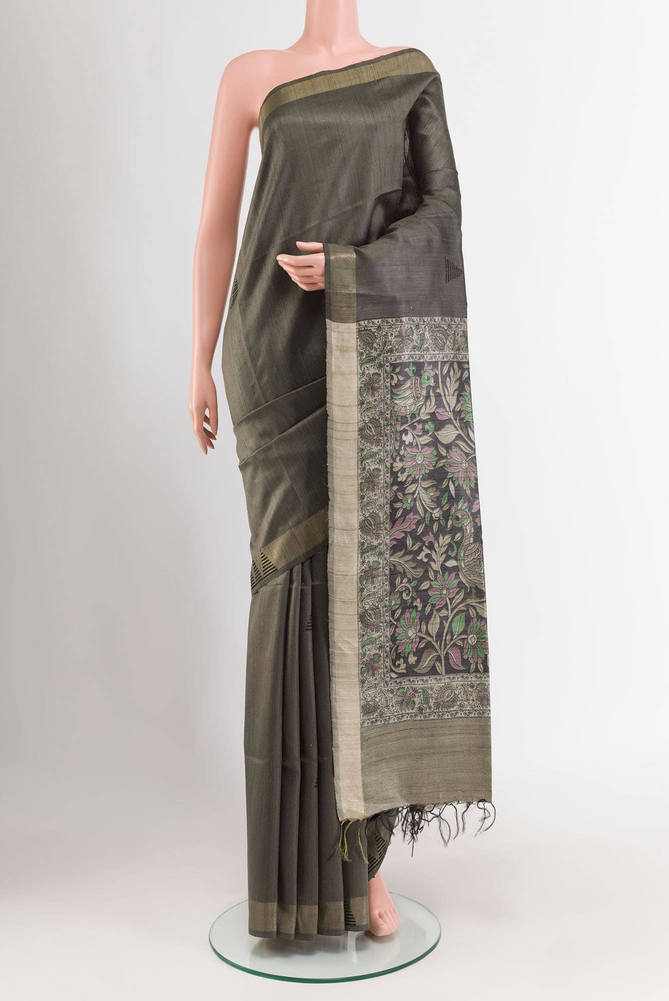 Grey Tussar Saree