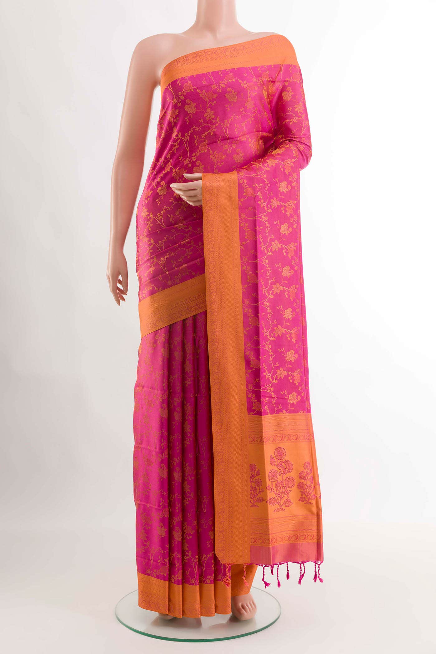 Pink Dual Tone Soft Silk Saree