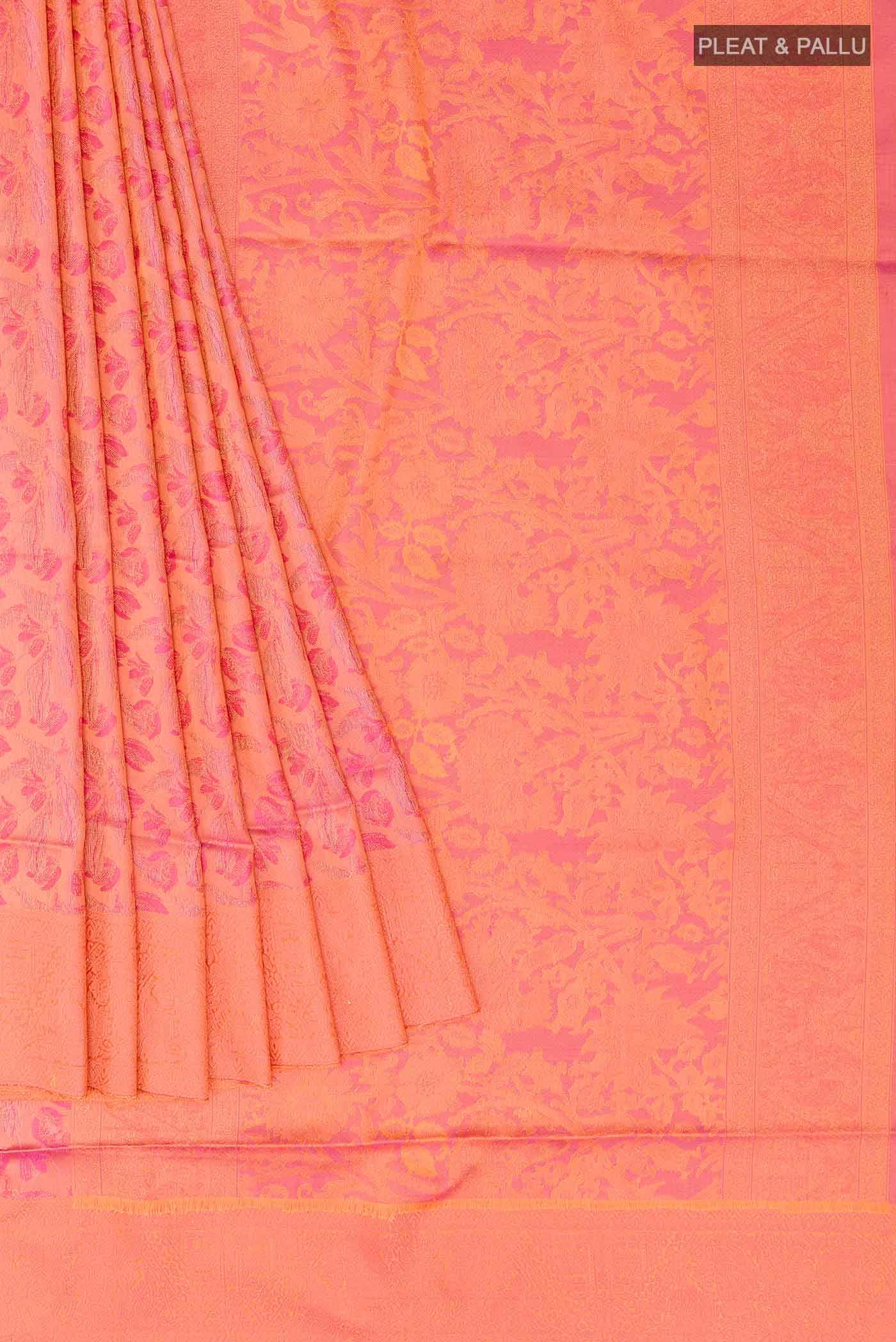 Orange Dual Tone Soft Silk Saree