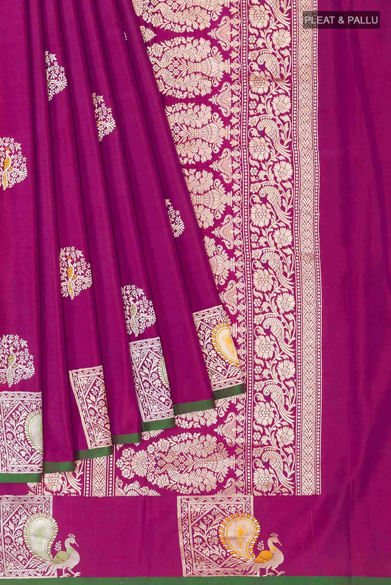 Magenta Banarasi Katan Silk Saree
