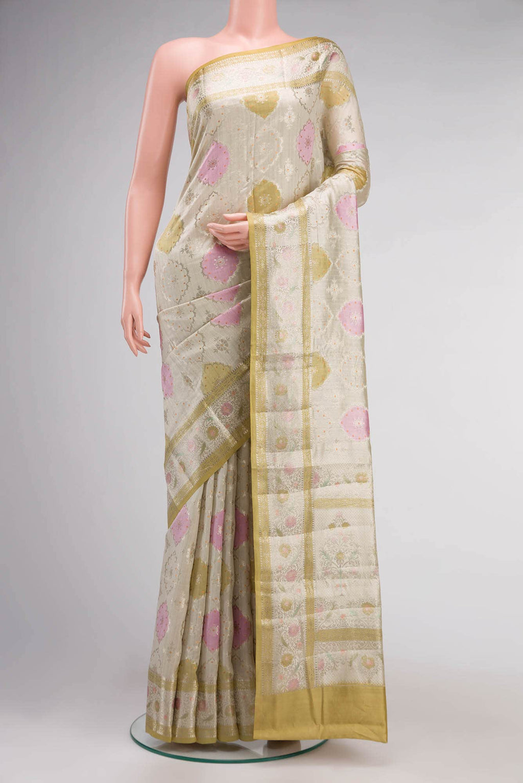 Beige Banarasi Raw Silk Saree