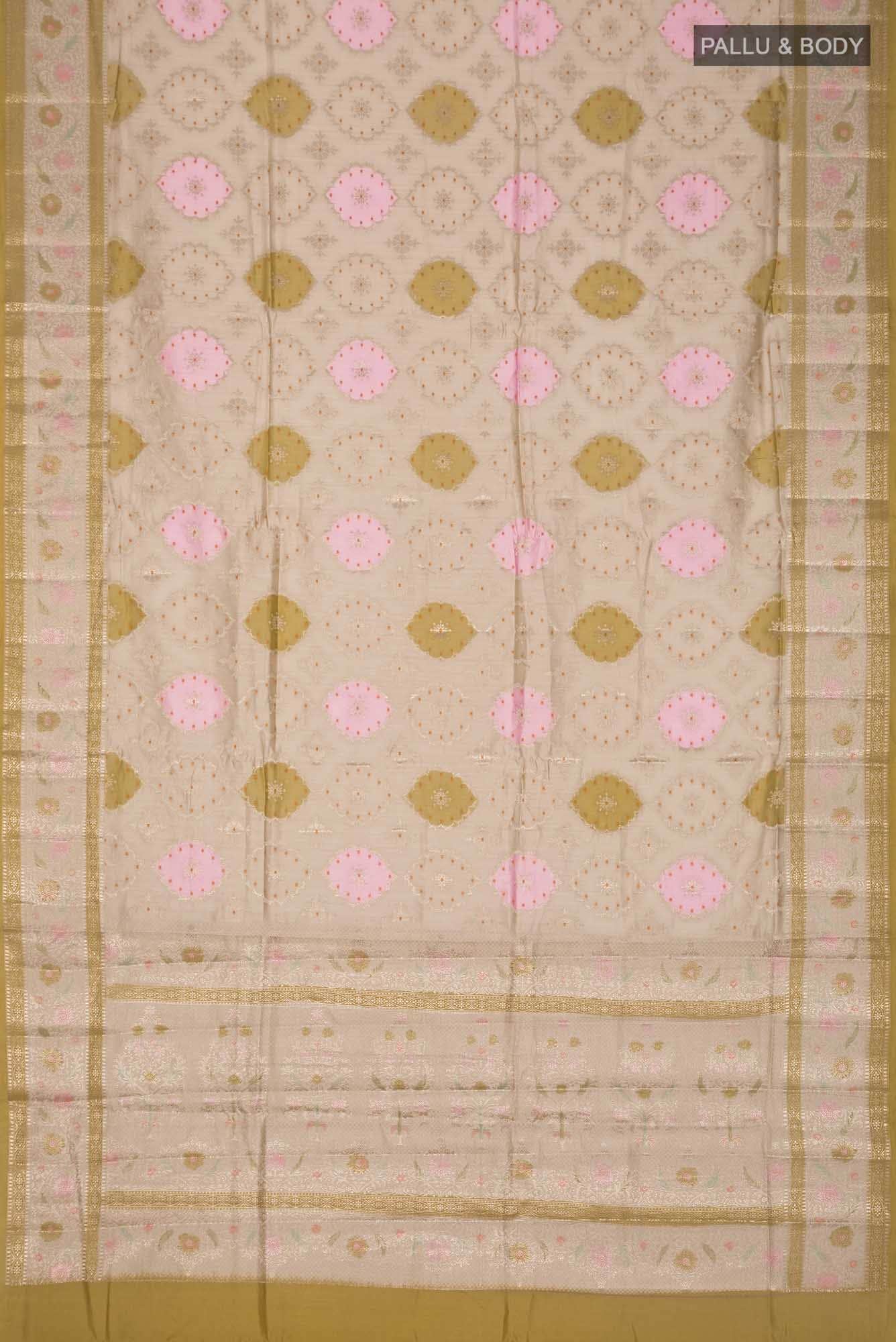 Beige Banarasi Raw Silk Saree